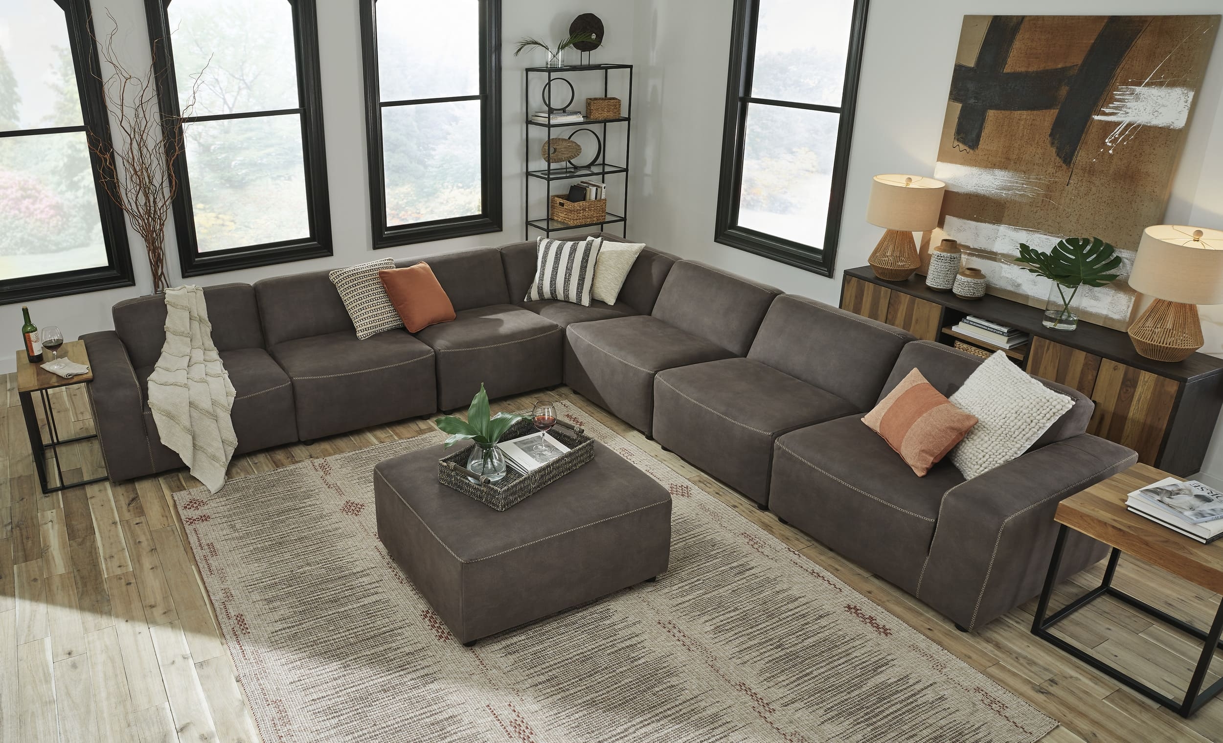 Allena 7-Piece Polyester L-Shaped Modular Sectional