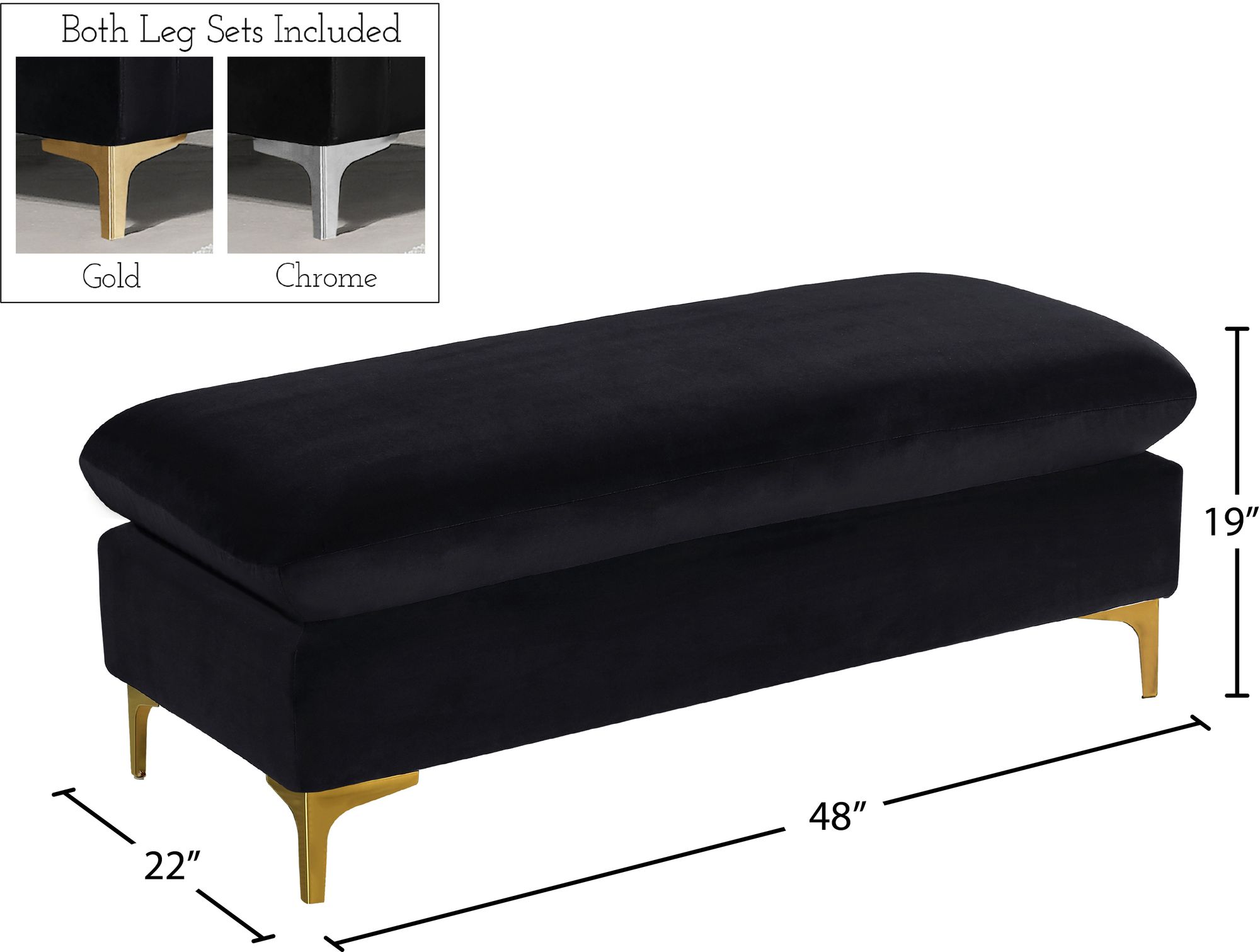 Naomi Velvet Ottoman/Bench