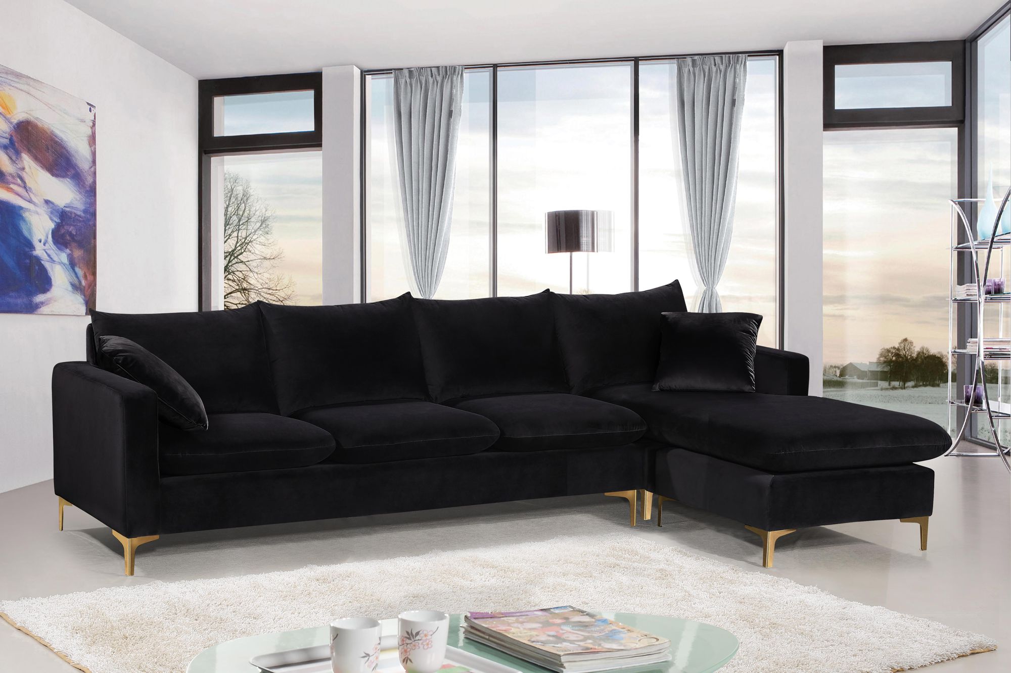 Naomi 110" Velvet Reversible Sectional