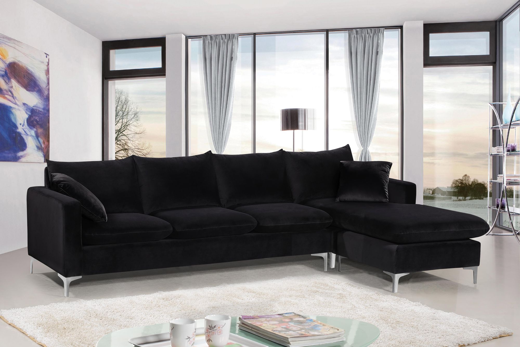Naomi 110" Velvet Reversible Sectional