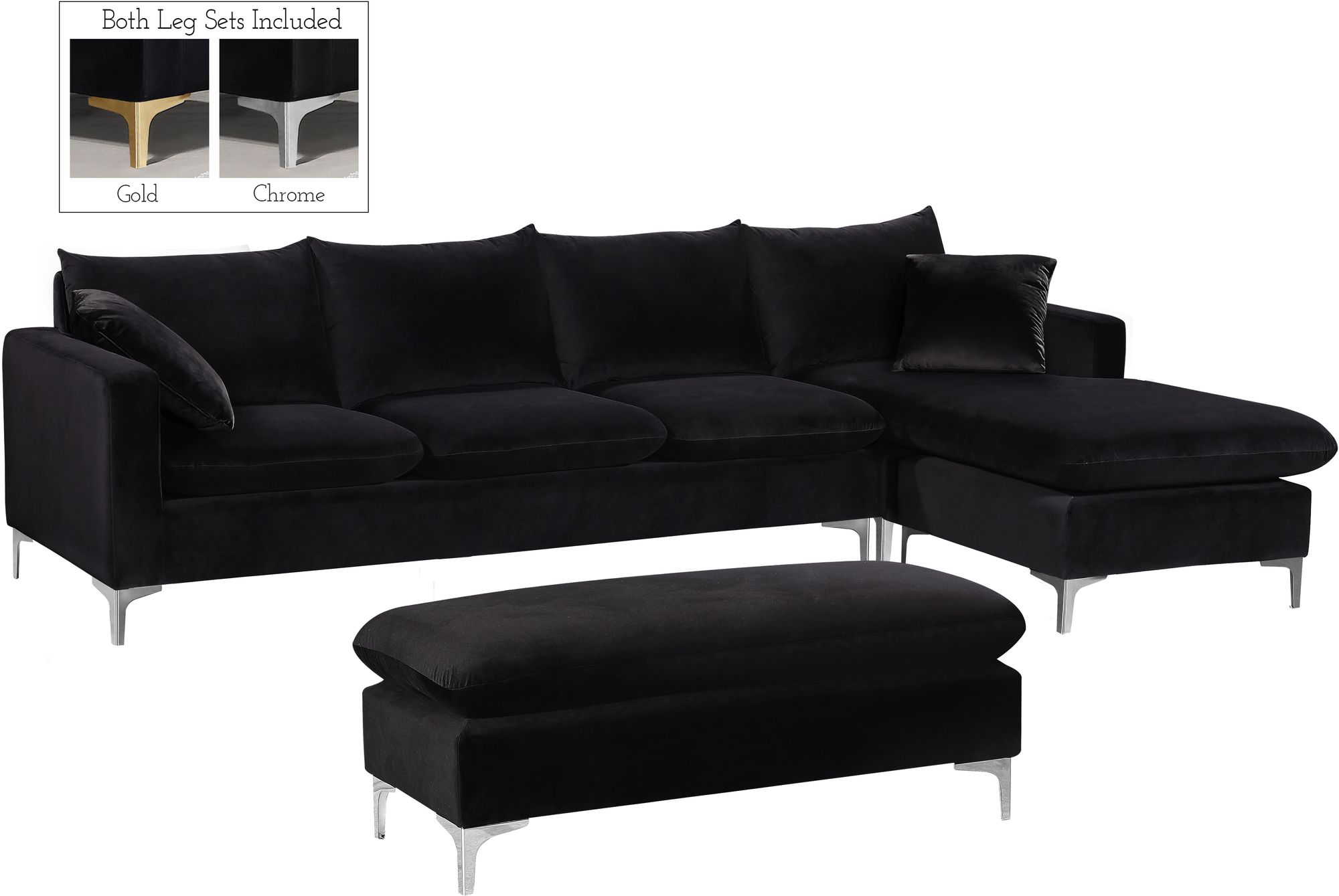 Naomi 110" Velvet Reversible Sectional