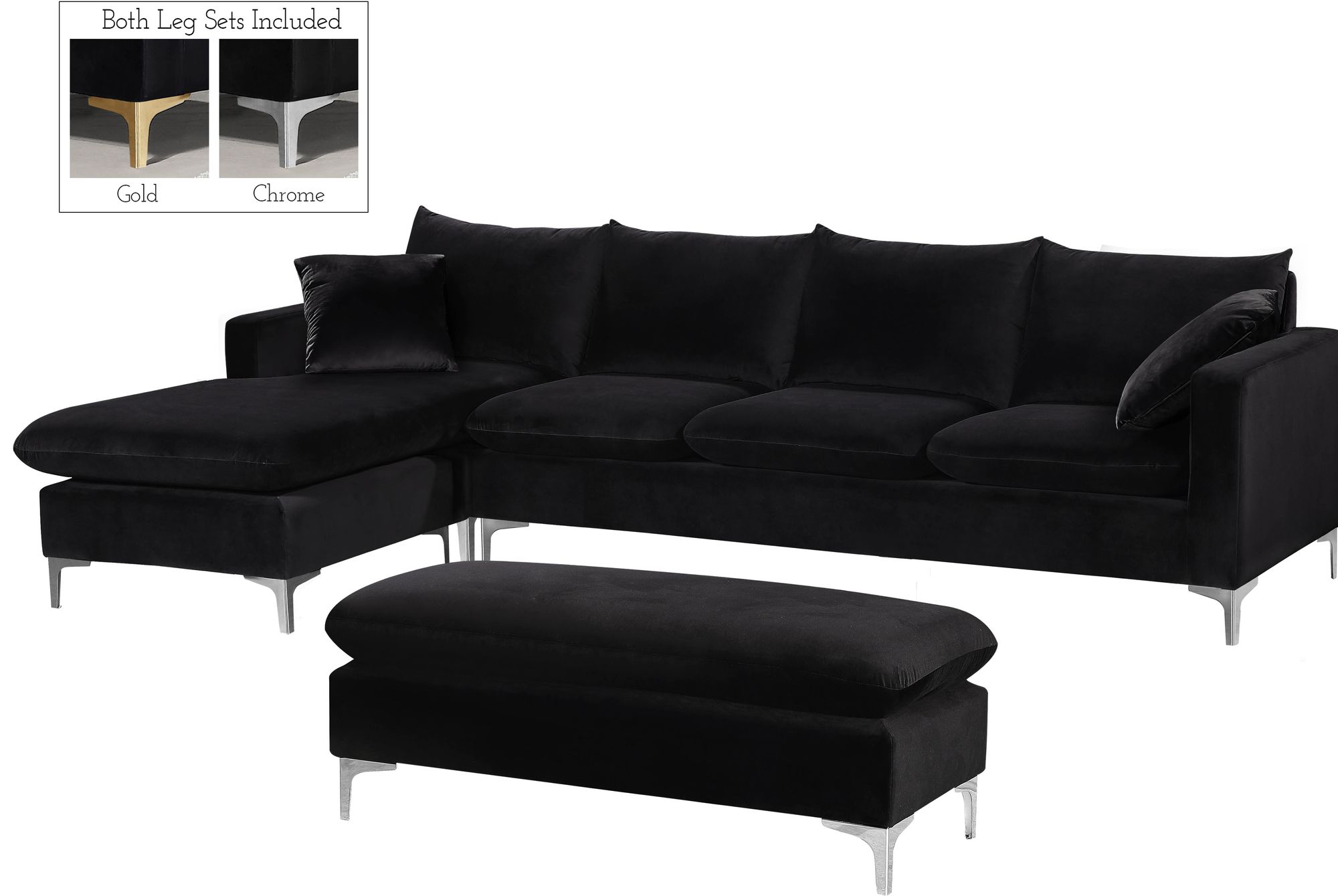 Naomi 110" Velvet Reversible Sectional