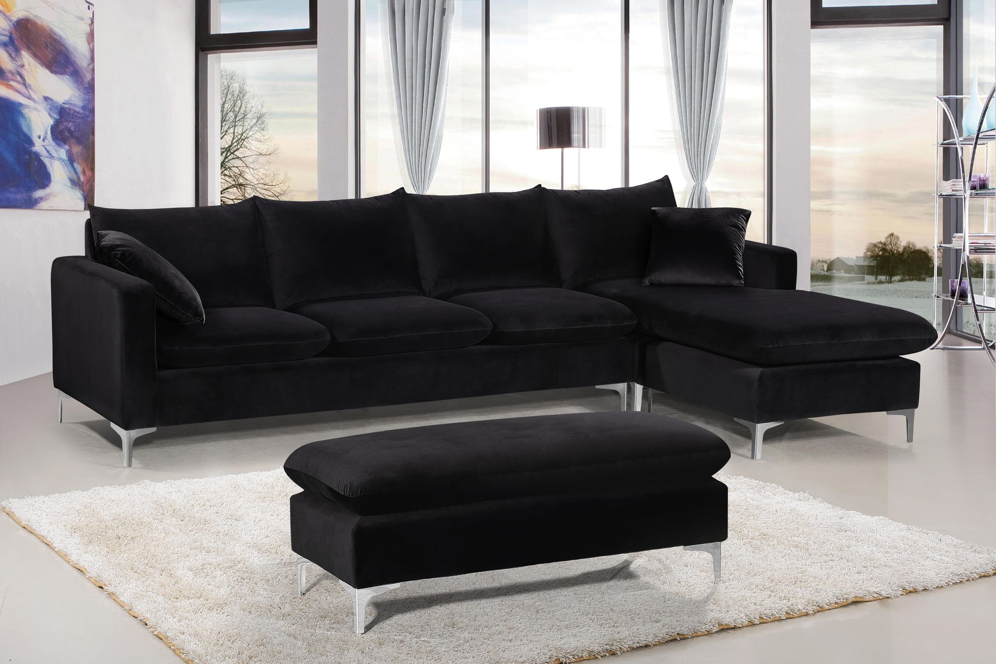 Naomi 110" Velvet Reversible Sectional