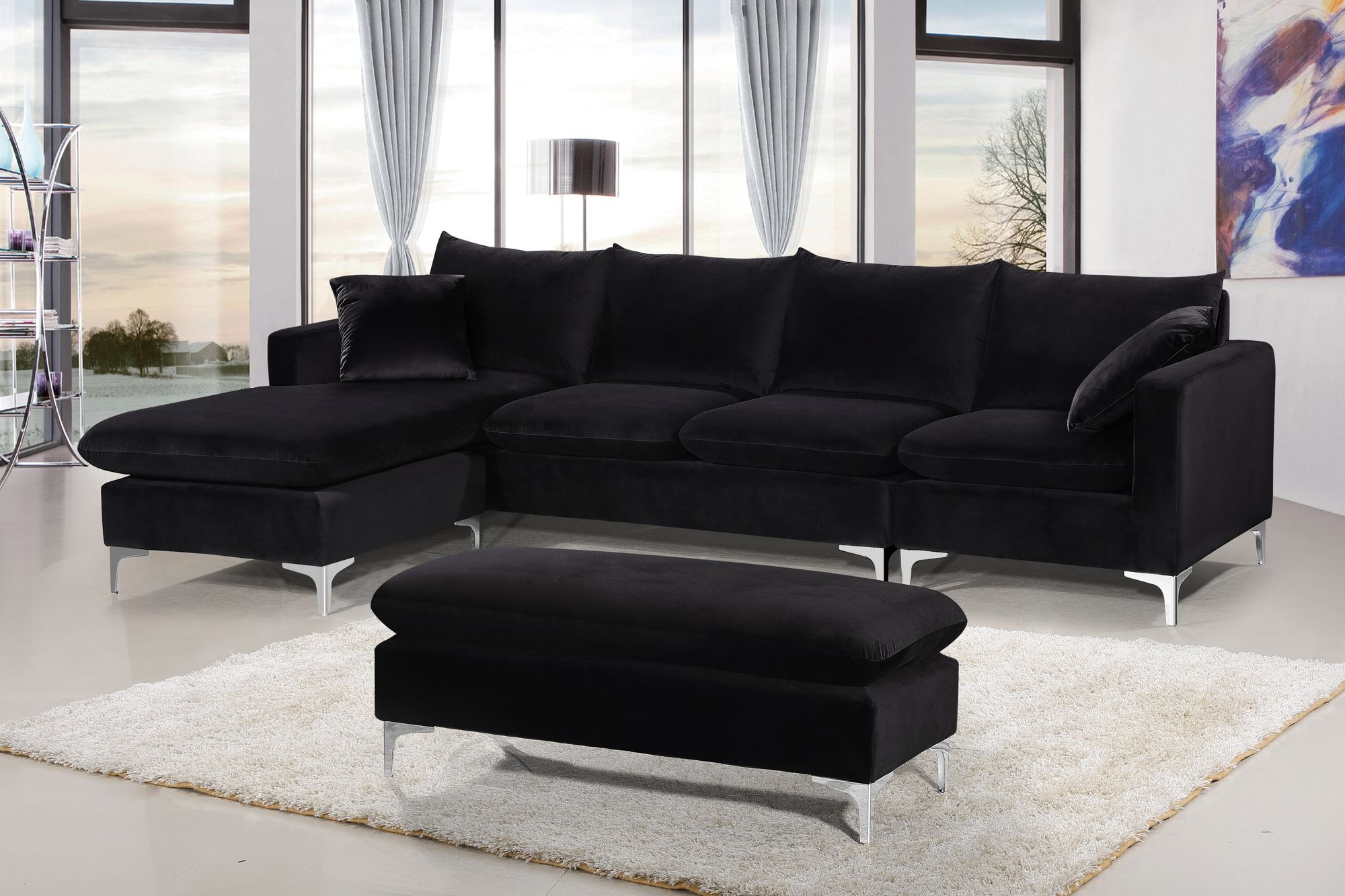 Naomi 110" Velvet Reversible Sectional
