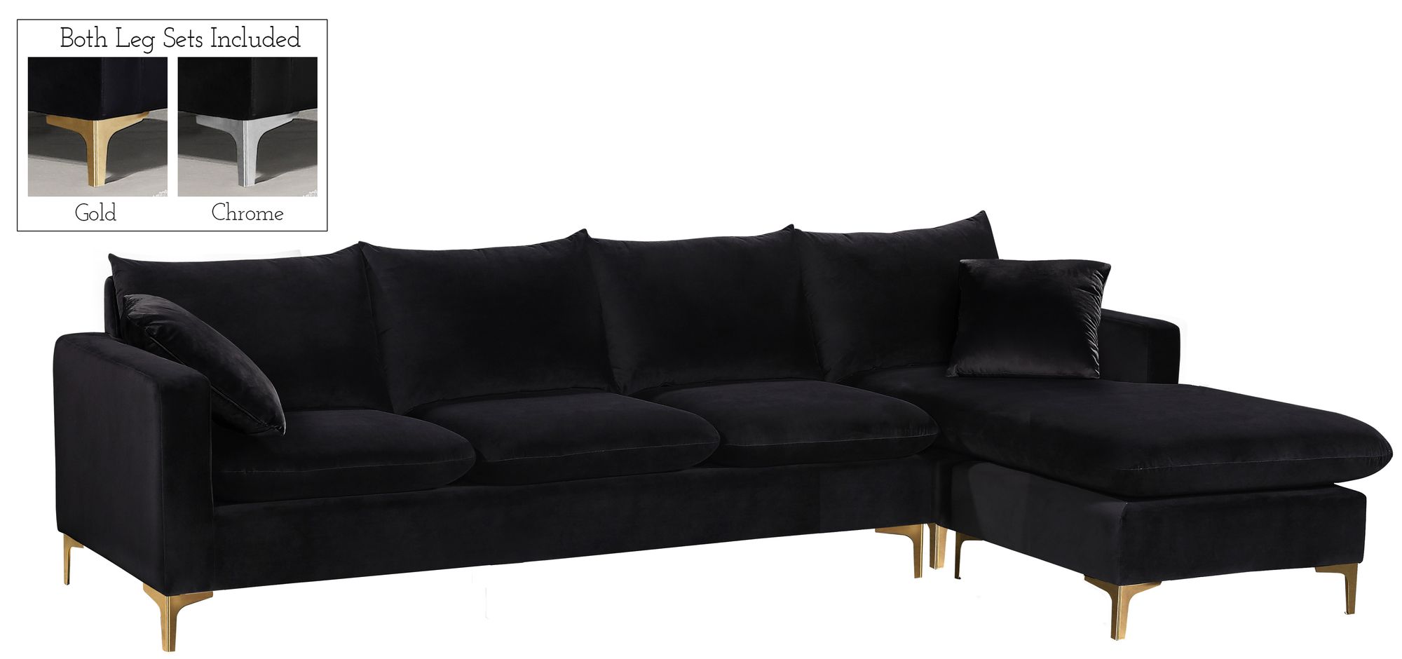 Naomi 110" Velvet Reversible Sectional