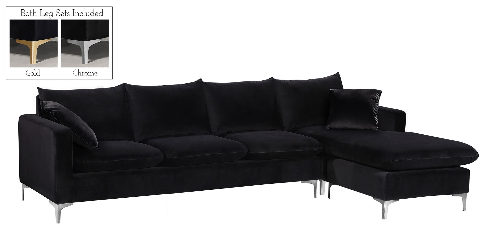 Naomi 110" Velvet Reversible Sectional
