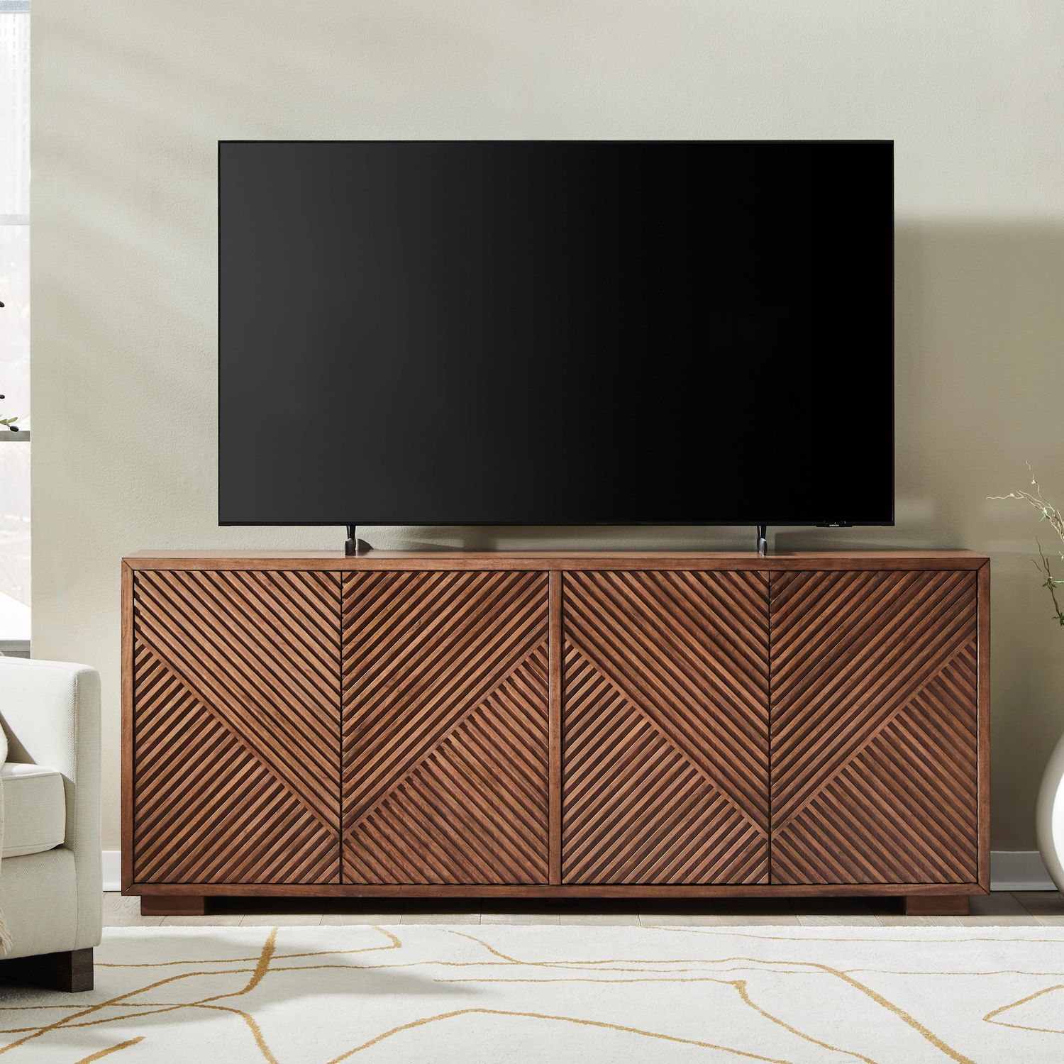 Easton Wood 82-Inch TV Console w/4 Doors