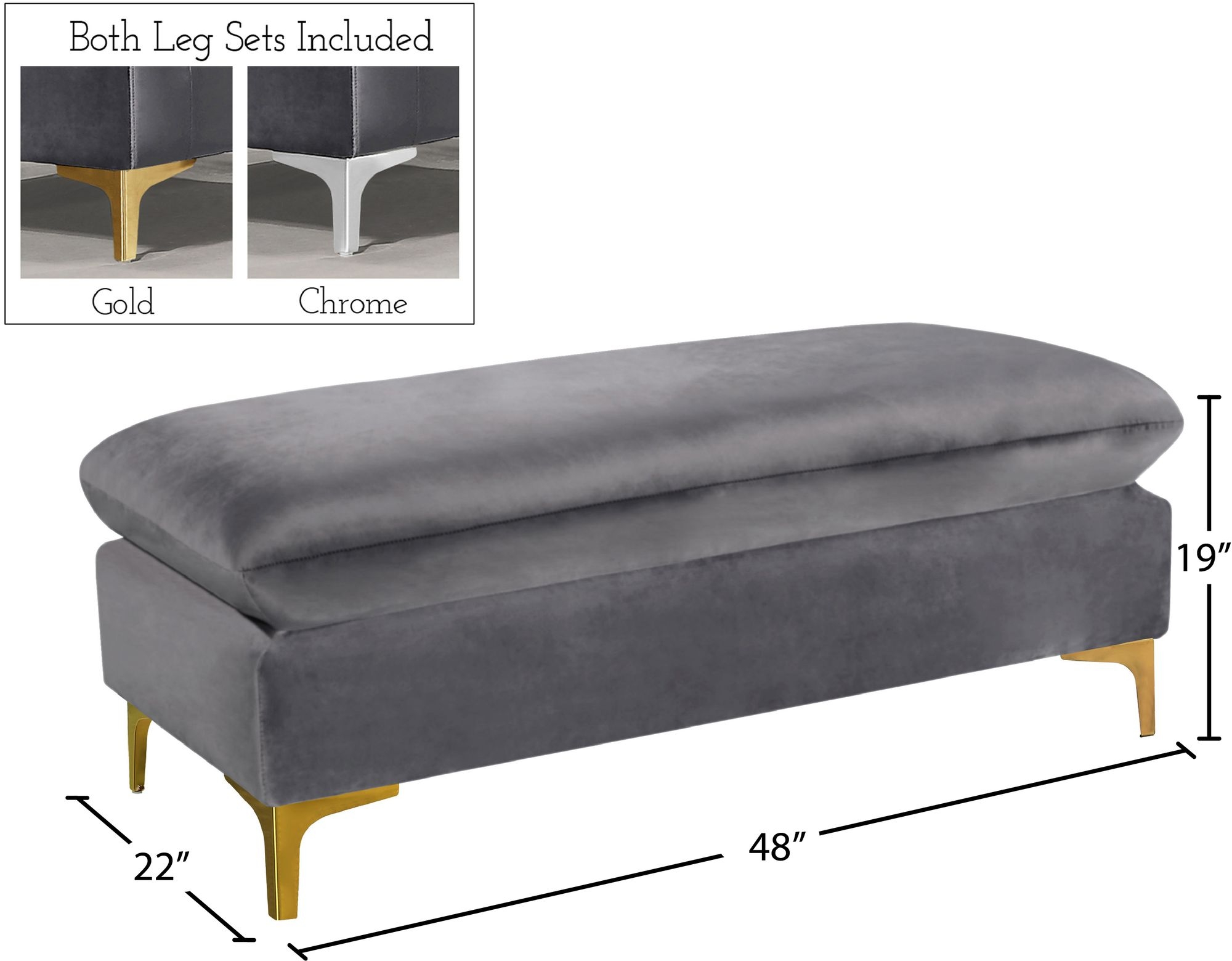 Naomi Velvet Ottoman/Bench