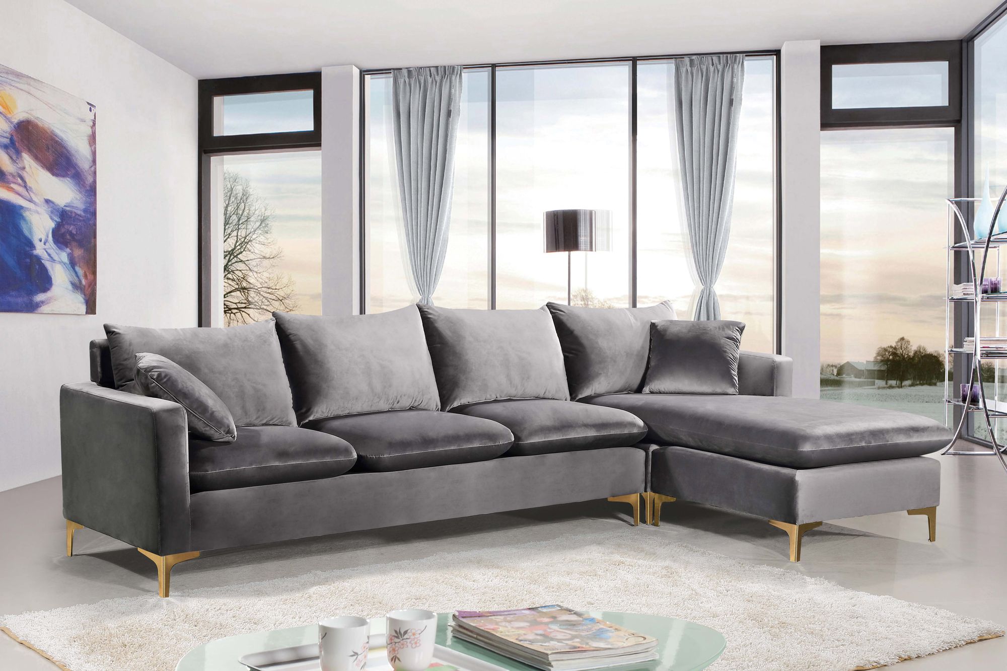 Naomi 110" Velvet Reversible Sectional