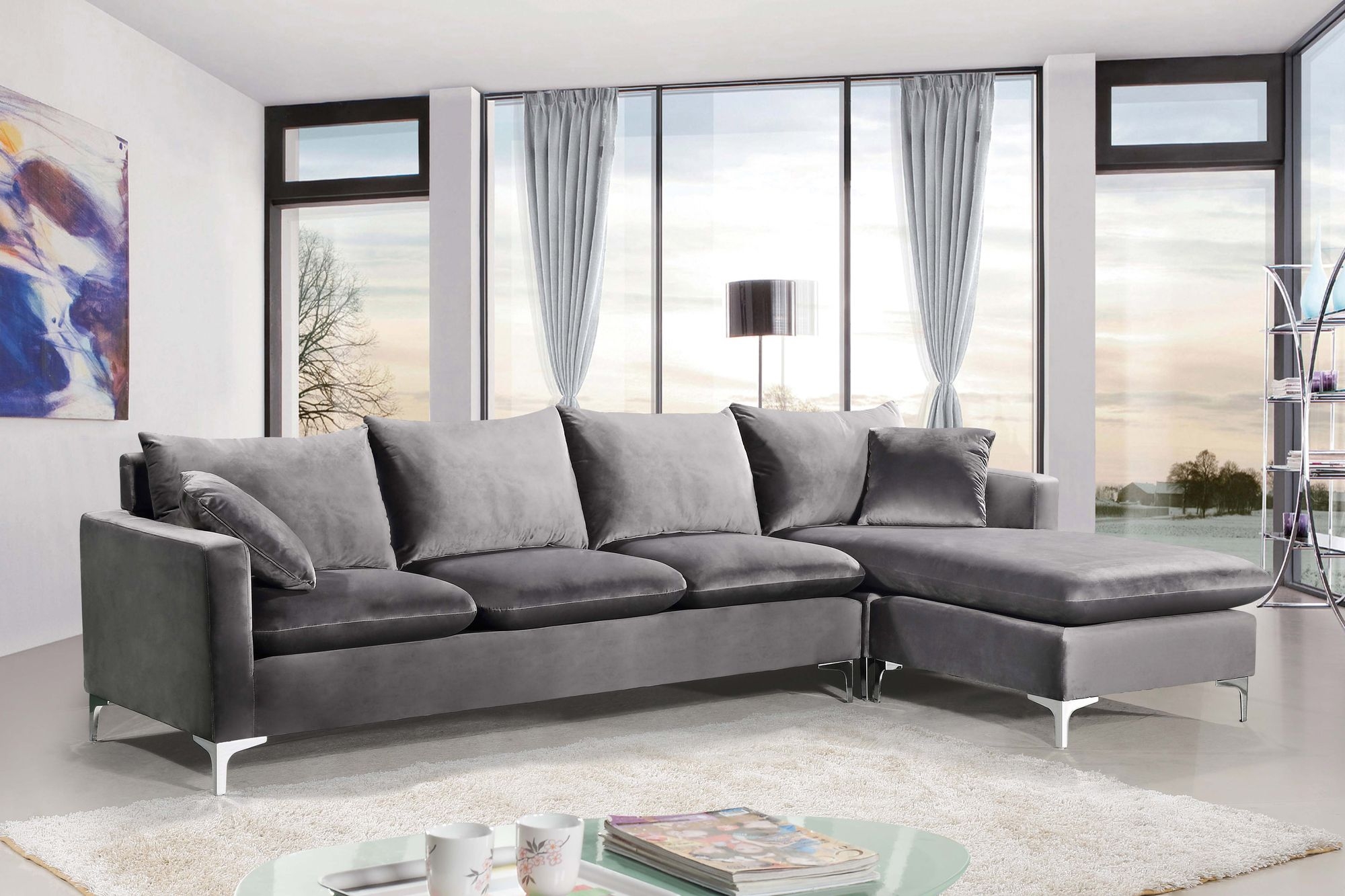 Naomi 110" Velvet Reversible Sectional