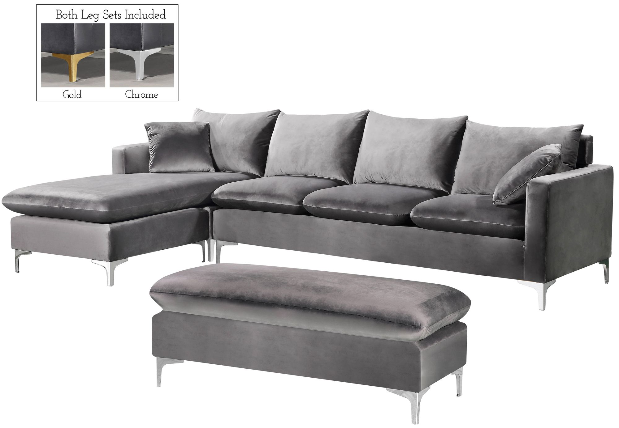 Naomi 110" Velvet Reversible Sectional