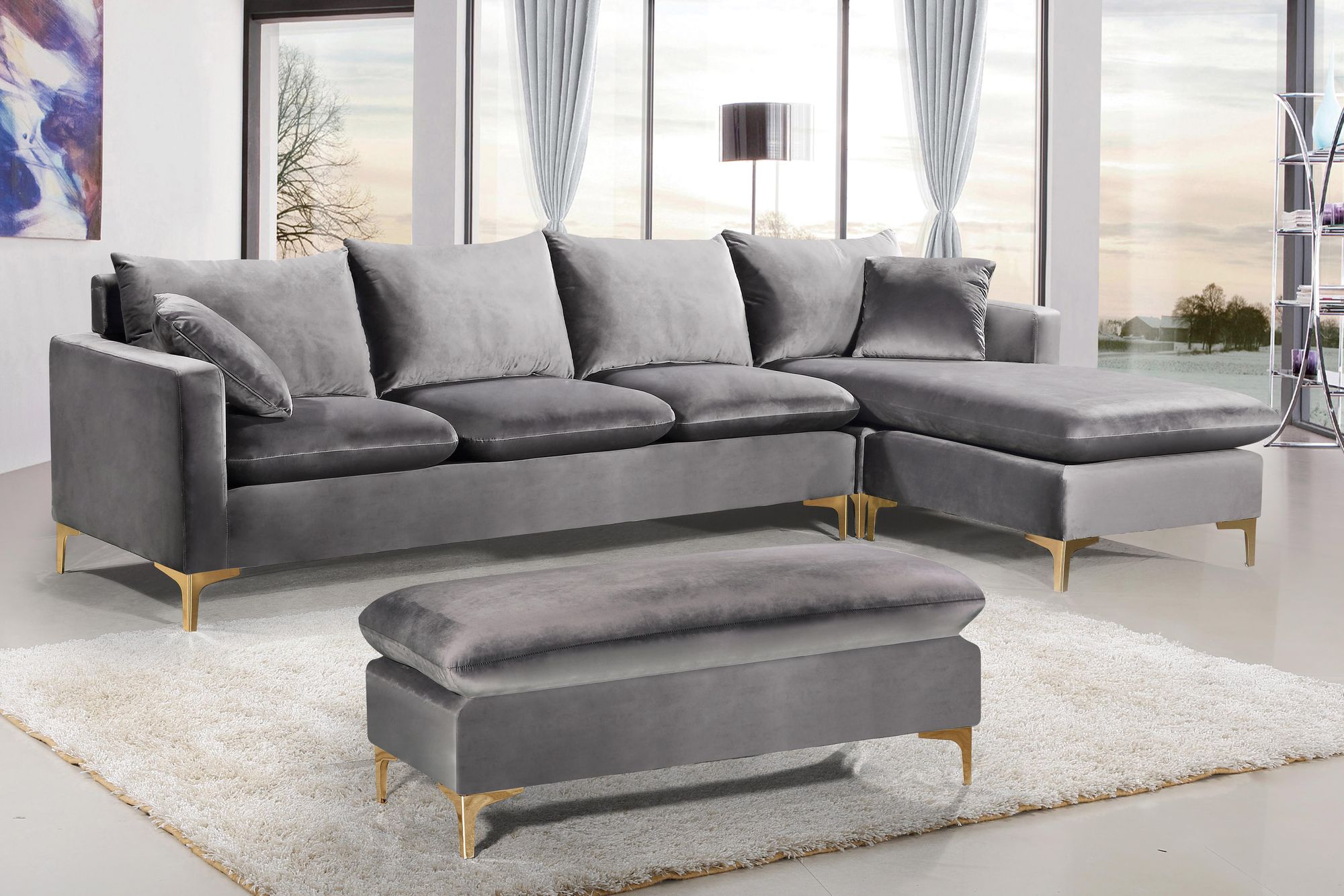 Naomi 110" Velvet Reversible Sectional