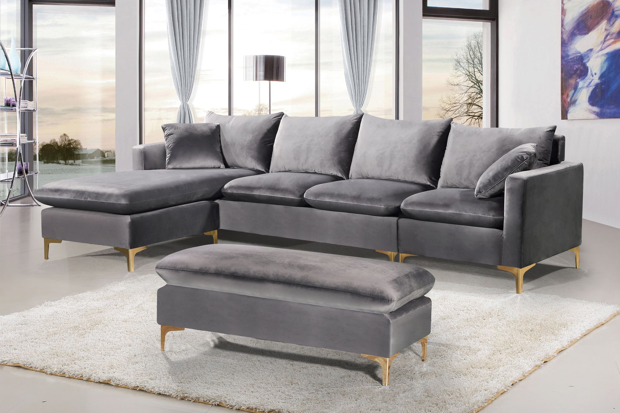 Naomi 110" Velvet Reversible Sectional
