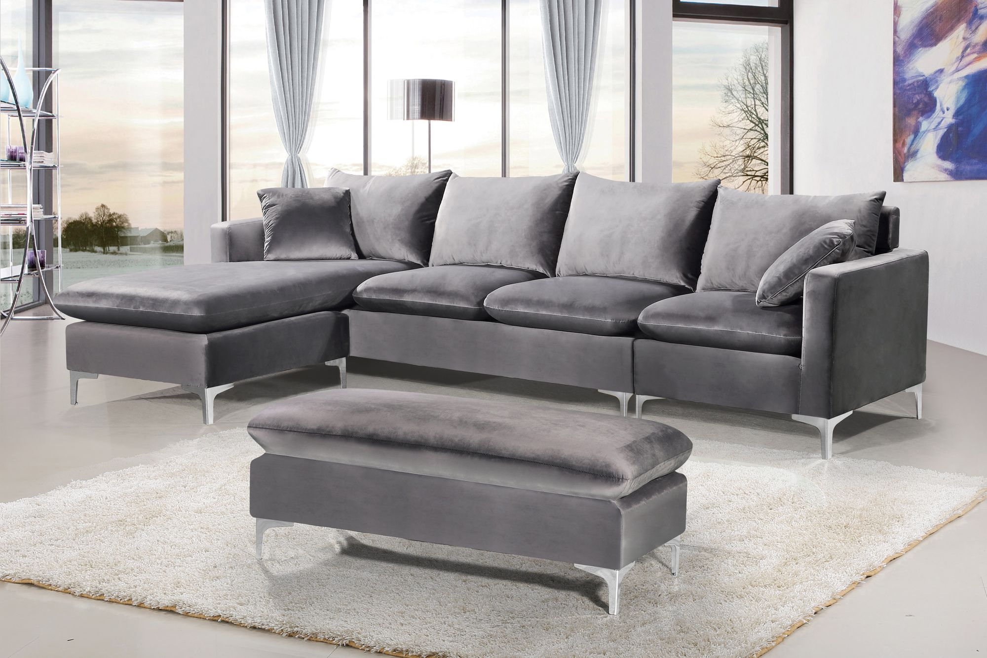 Naomi 110" Velvet Reversible Sectional