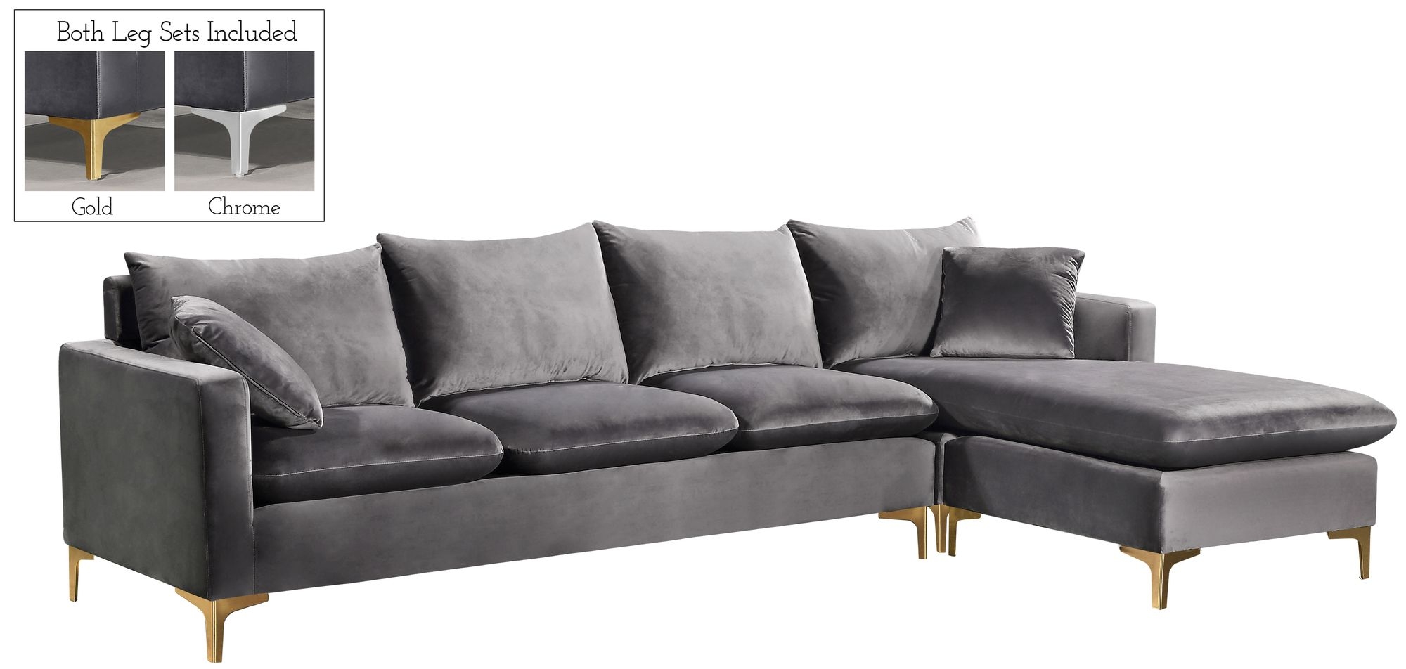 Naomi 110" Velvet Reversible Sectional