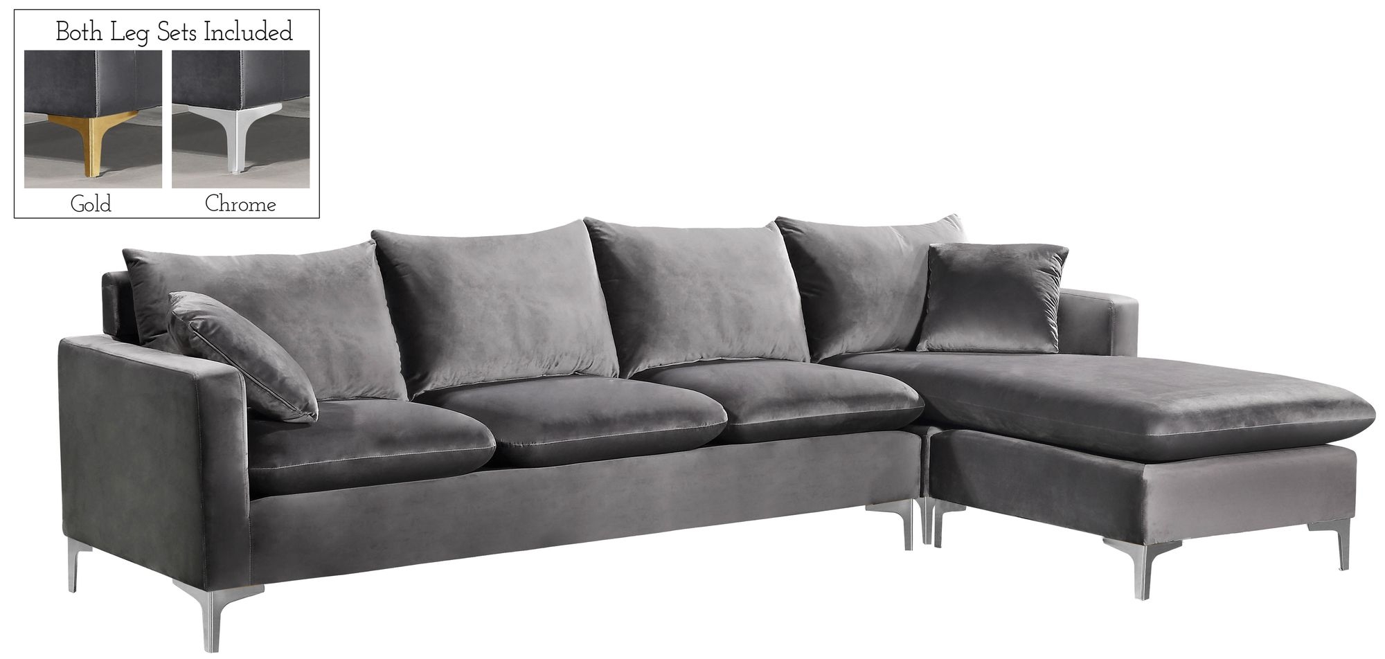 Naomi 110" Velvet Reversible Sectional