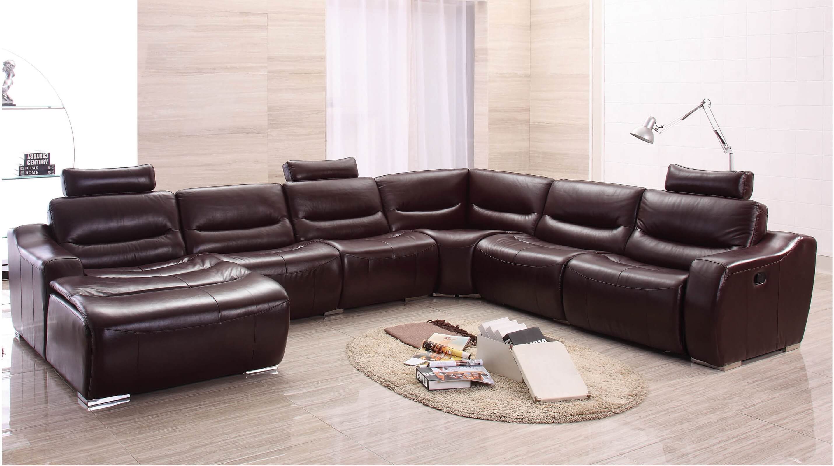 2144 Leather/Eco-Leather  Reclining Sectional, Left Arm Chaise by ESF Furniture