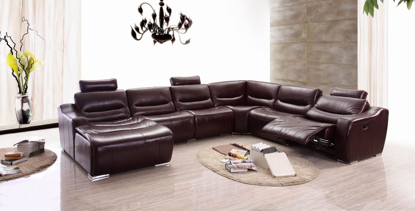 2144 Leather/Eco-Leather Reclining Sectional by ESF Furniture