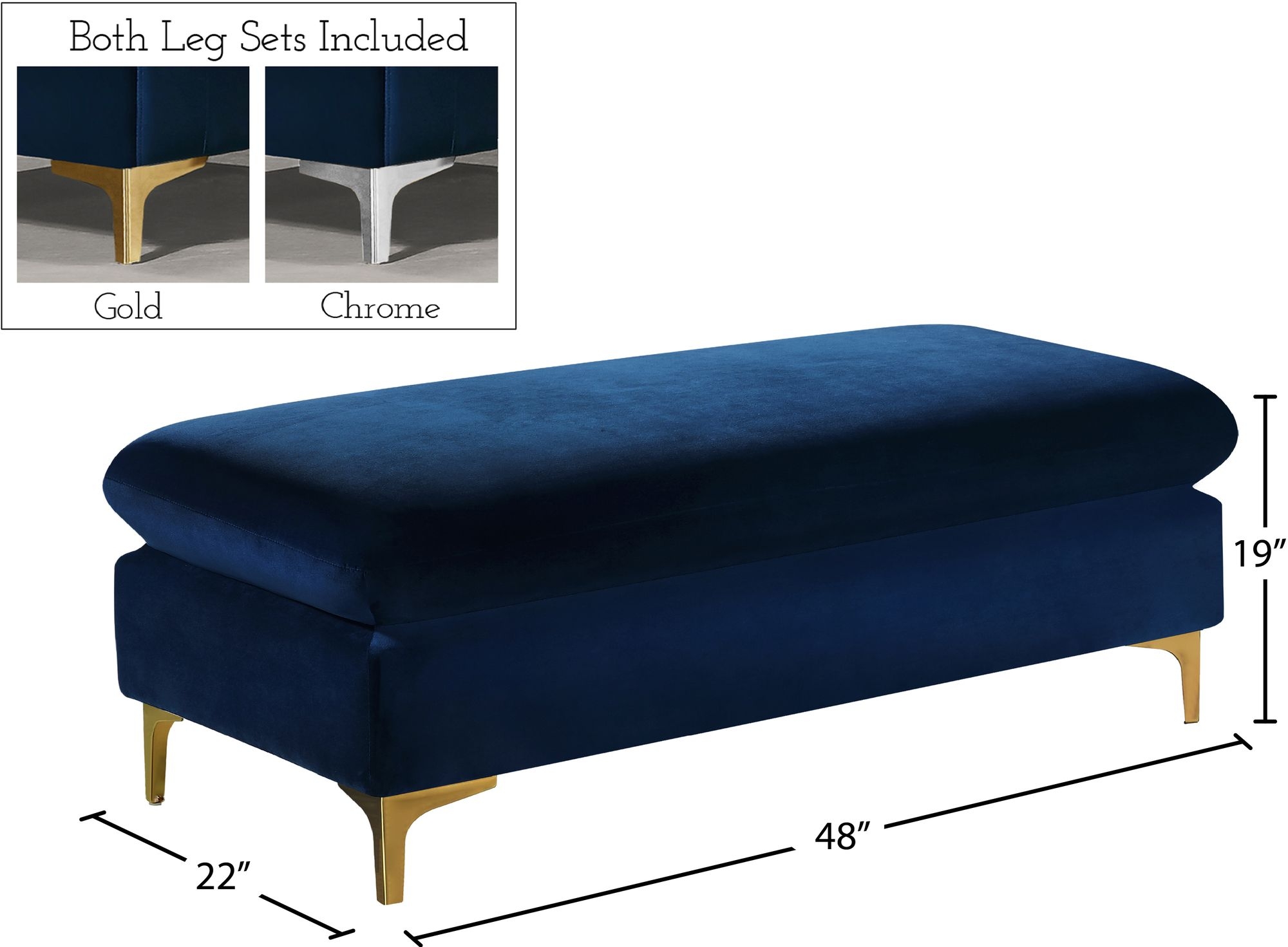 Naomi Velvet Ottoman/Bench
