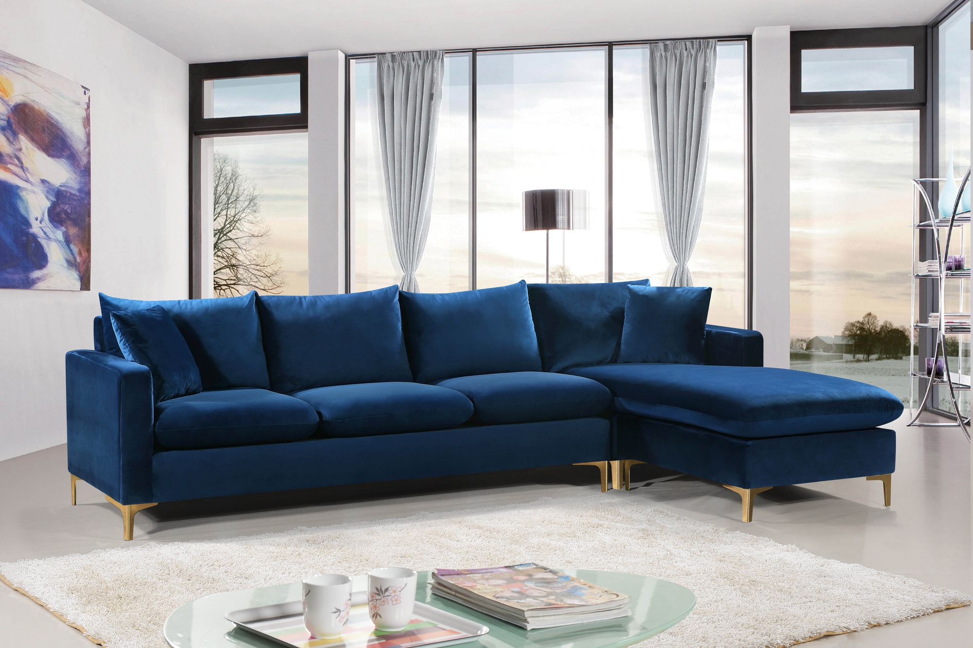Naomi 110" Velvet Reversible Sectional
