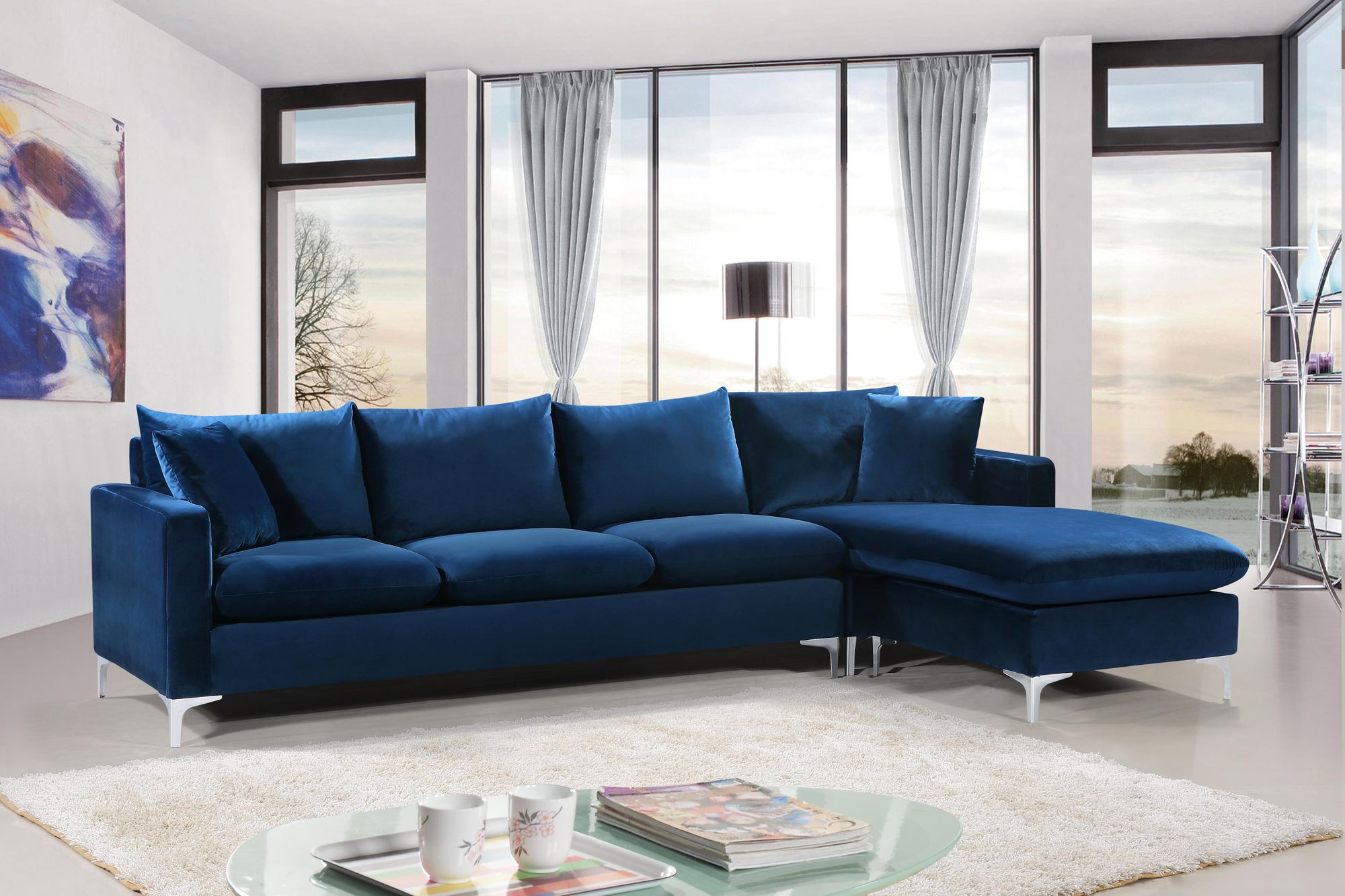 Naomi 110" Velvet Reversible Sectional