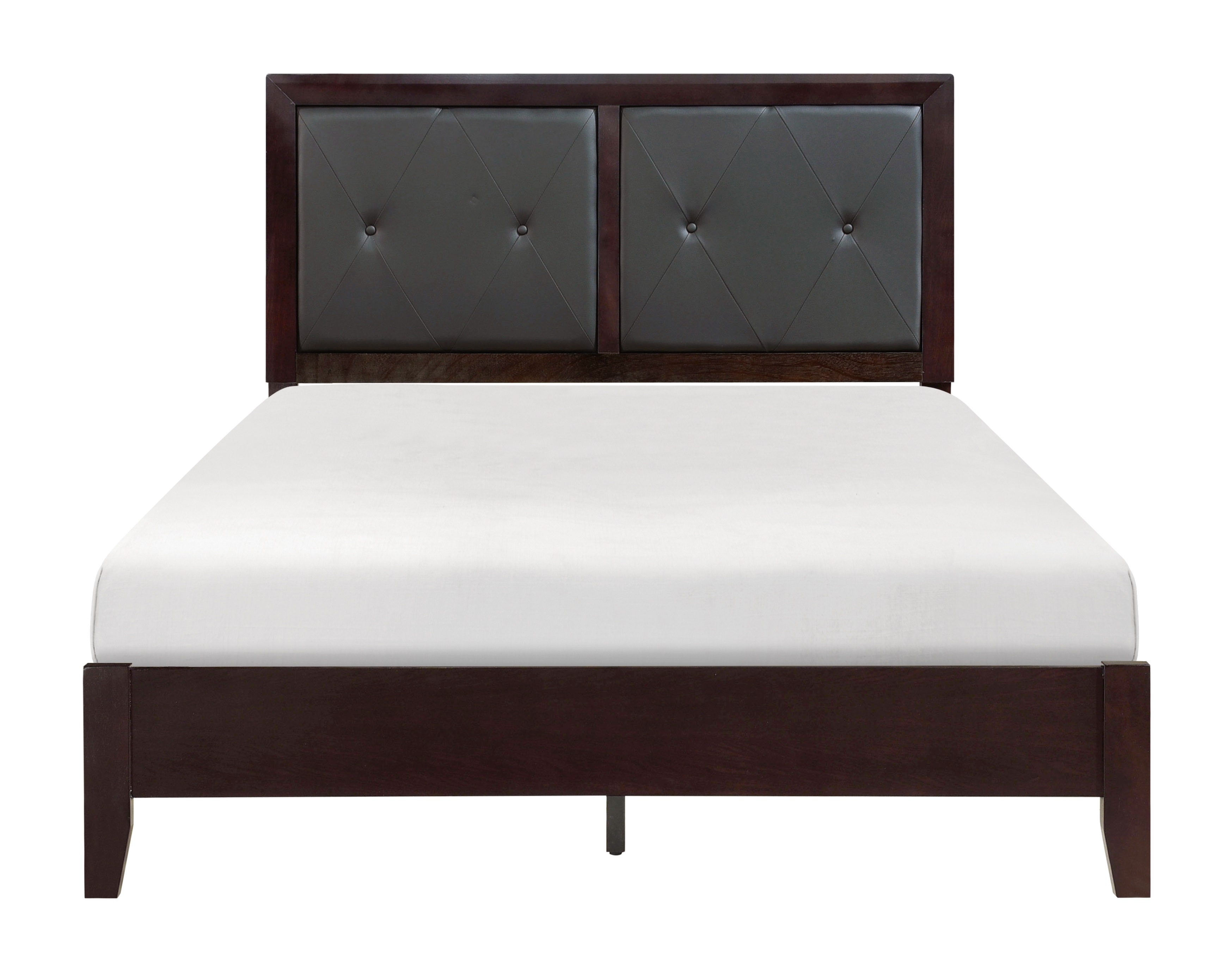 Edina Leatherette/Wood Veneer Panel Bed