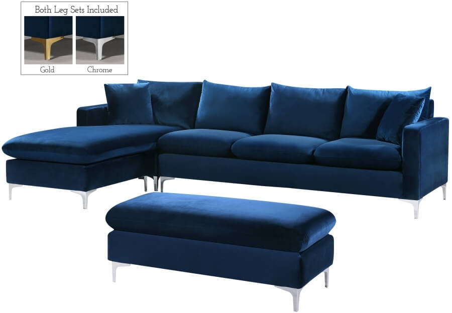 Naomi 110" Velvet Reversible Sectional