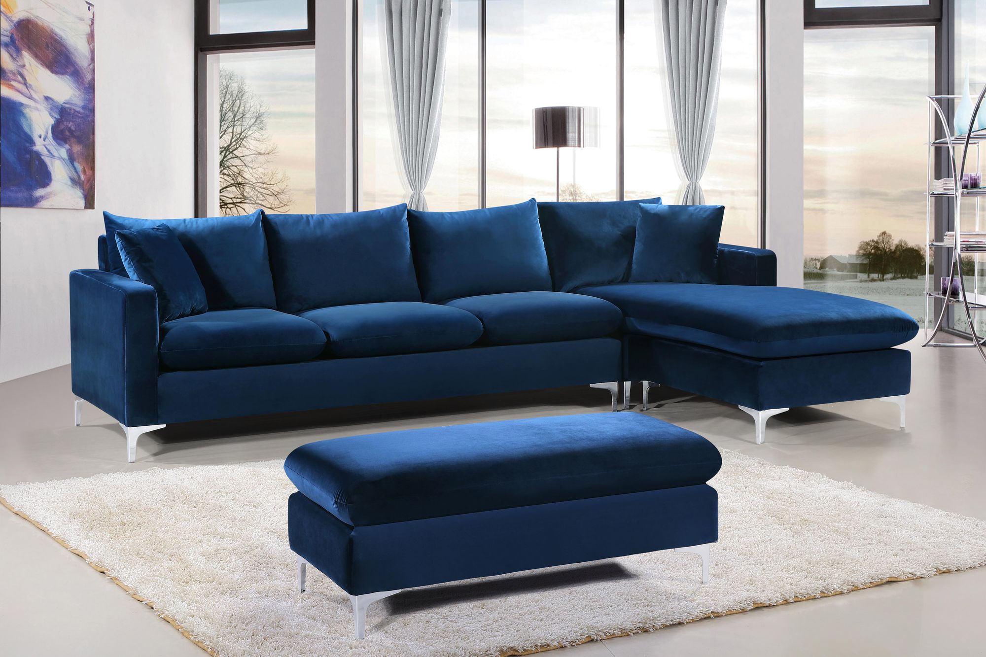 Naomi 110" Velvet Reversible Sectional