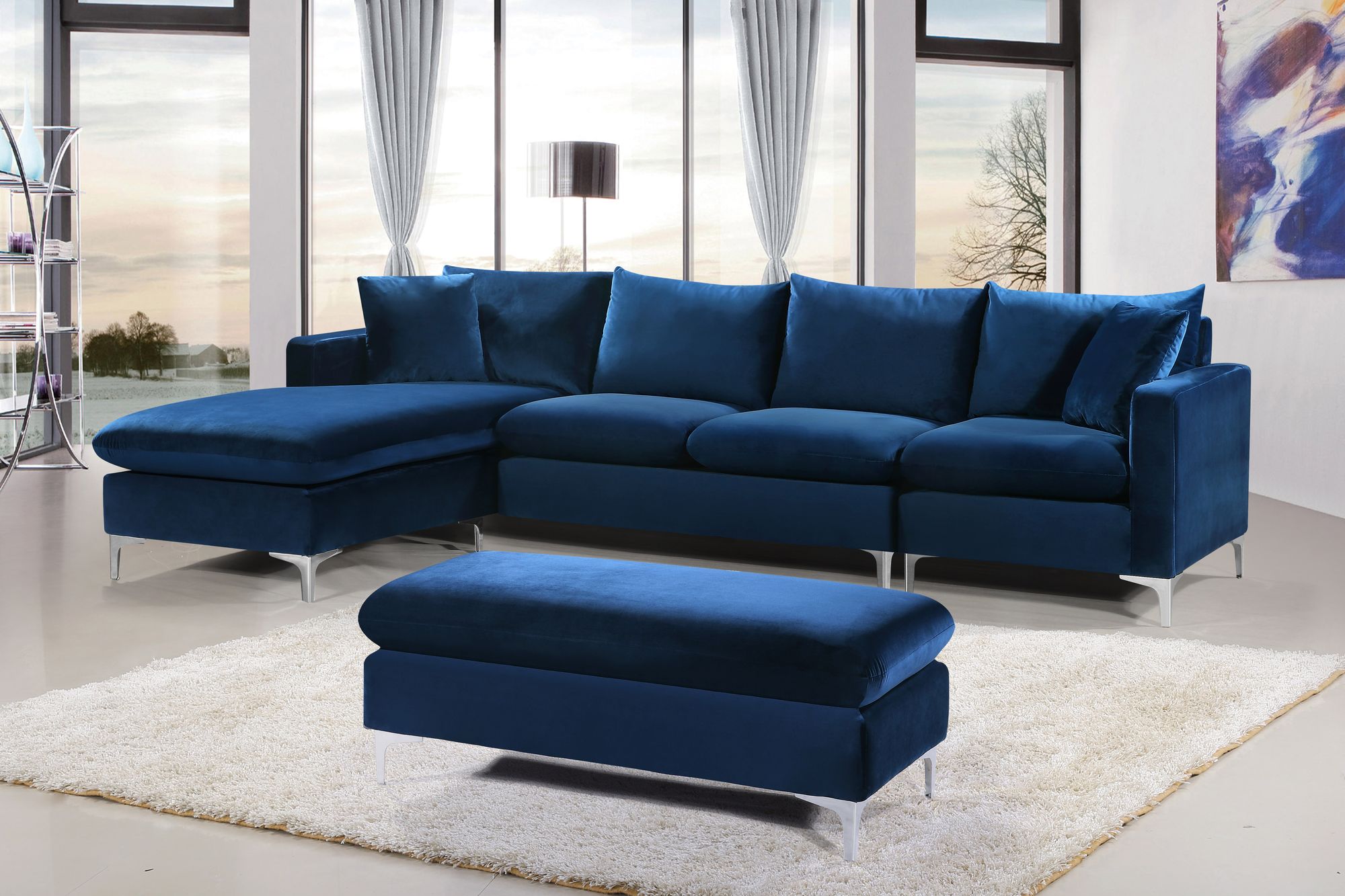 Naomi 110" Velvet Reversible Sectional