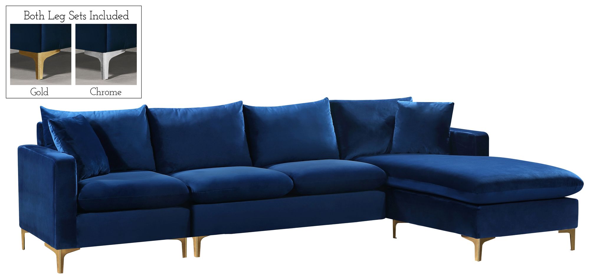 Naomi 110" Velvet Reversible Sectional