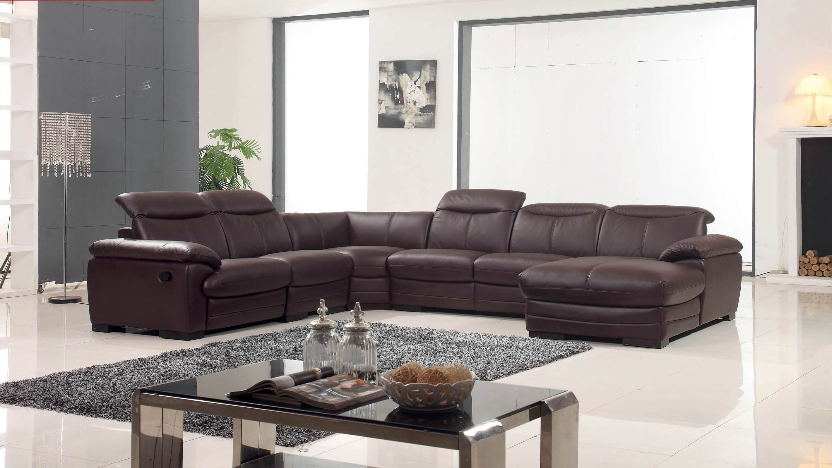 2146 Leather/Eco-Leather Reclining Sectional by ESF Furniture