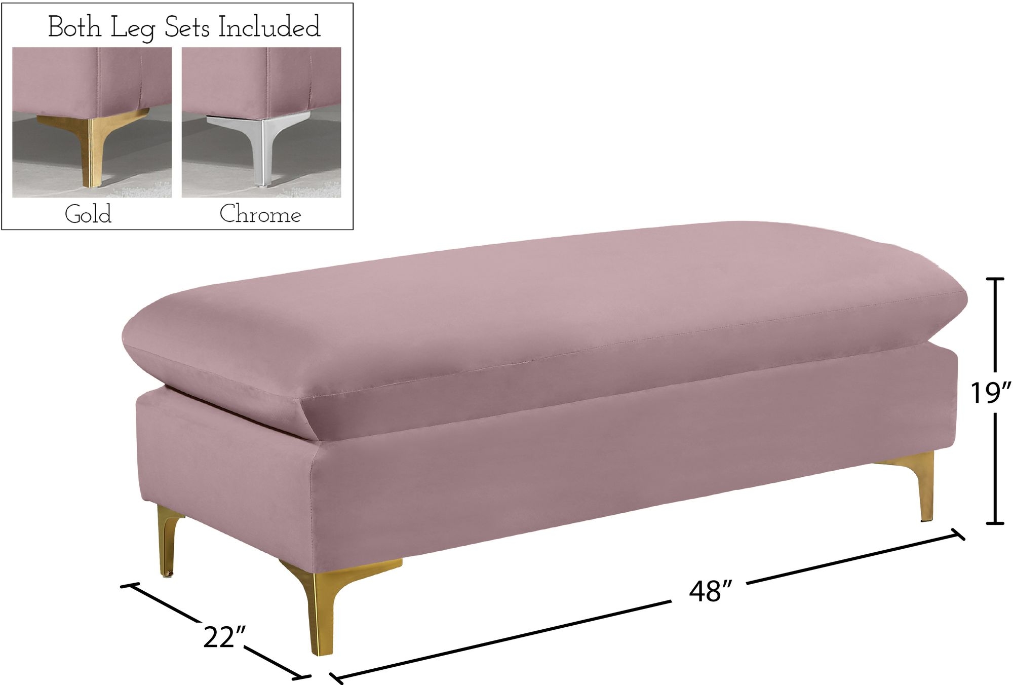 Naomi Velvet Ottoman/Bench