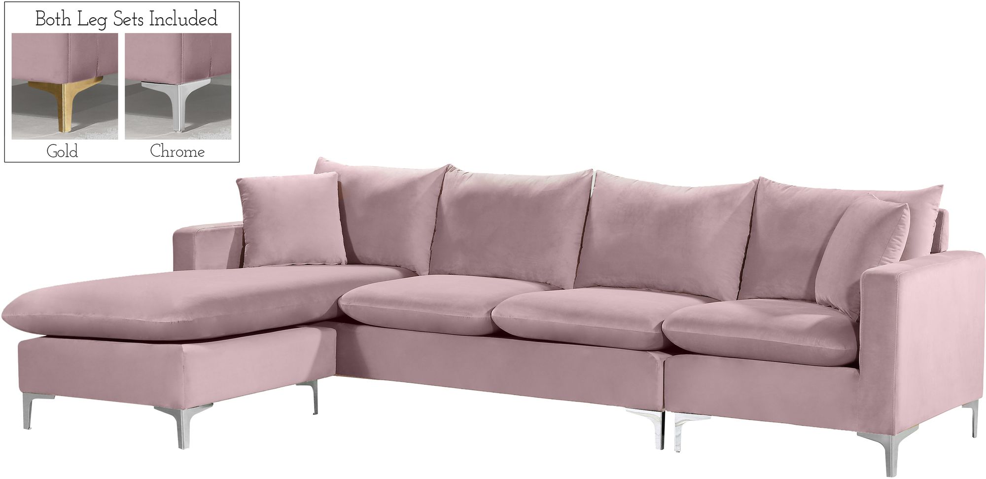 Naomi 110" Velvet Reversible Sectional