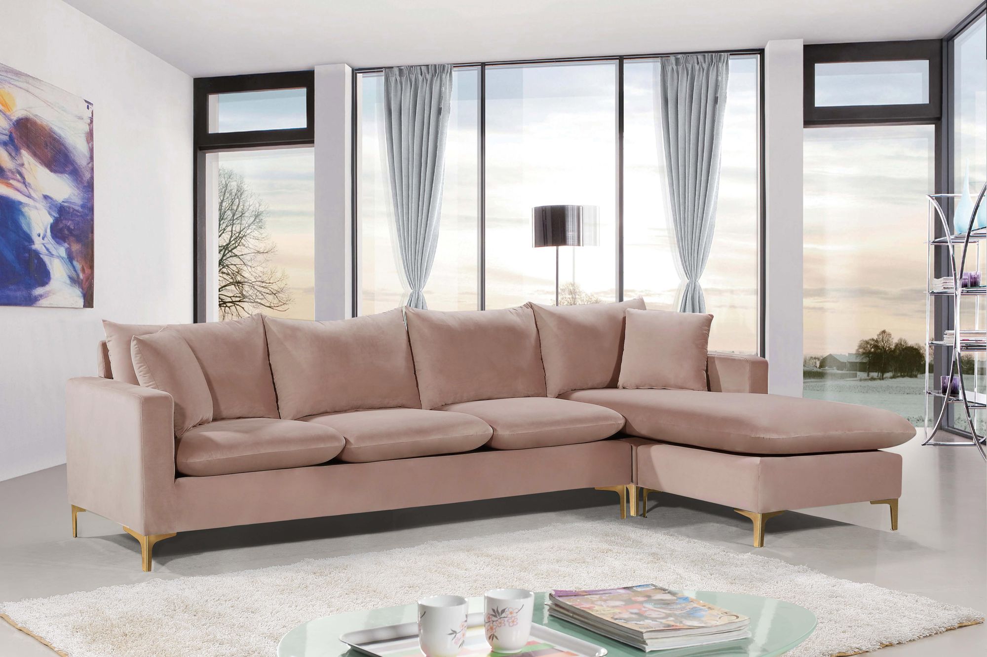 Naomi 110" Velvet Reversible Sectional
