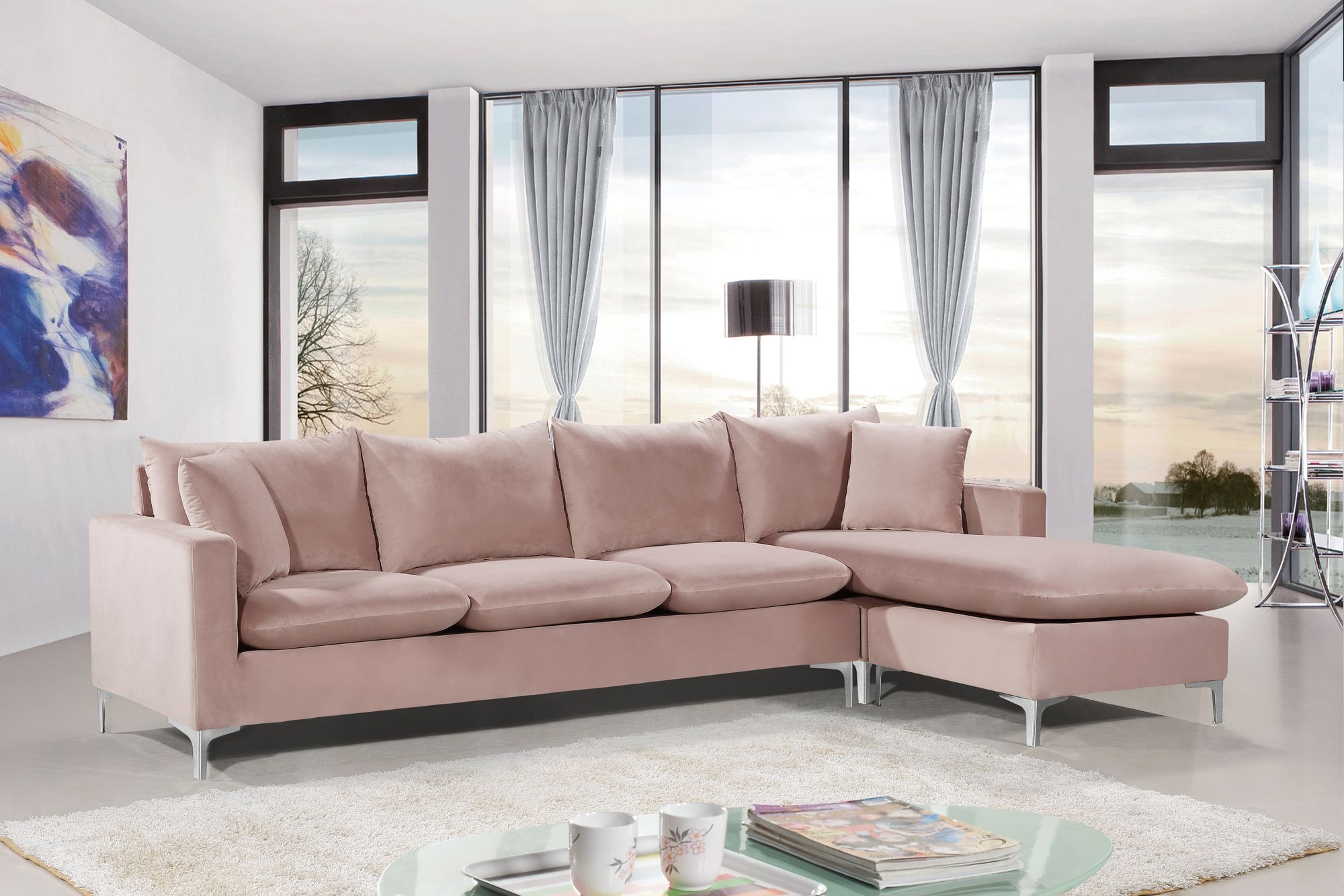 Naomi 110" Velvet Reversible Sectional