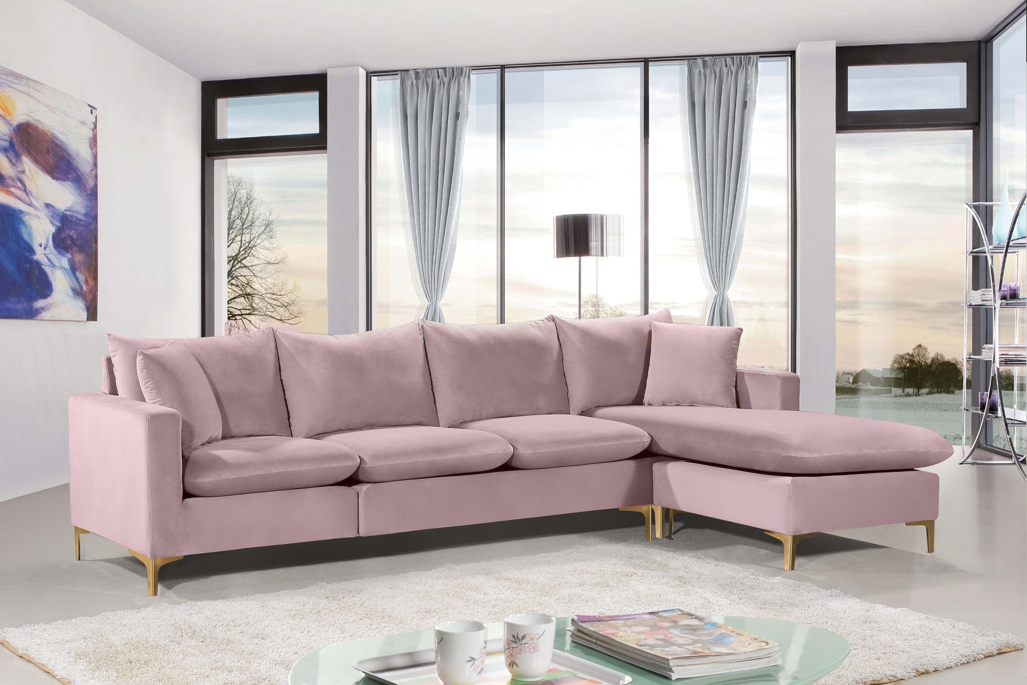 Naomi 110" Velvet Reversible Sectional