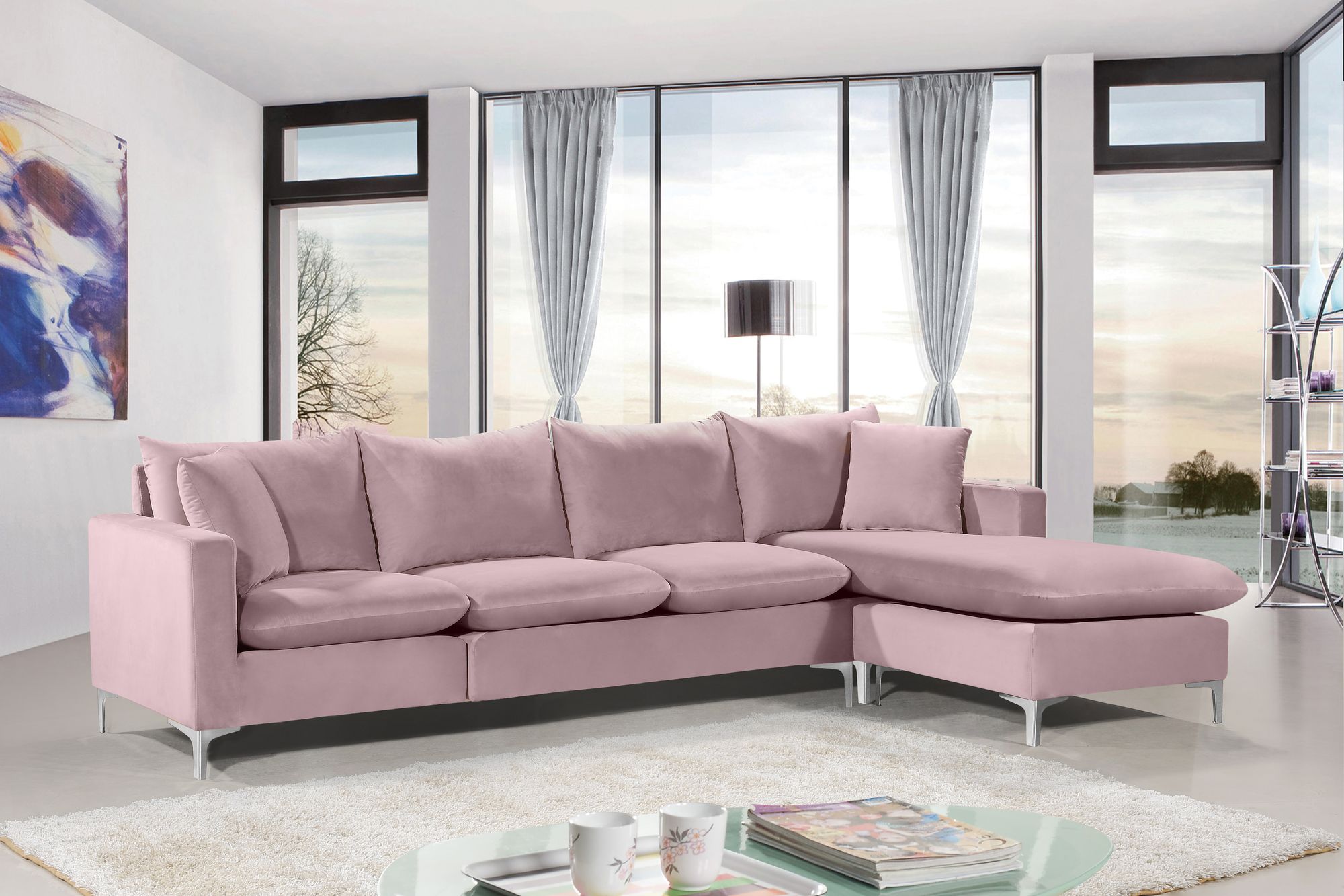 Naomi 110" Velvet Reversible Sectional