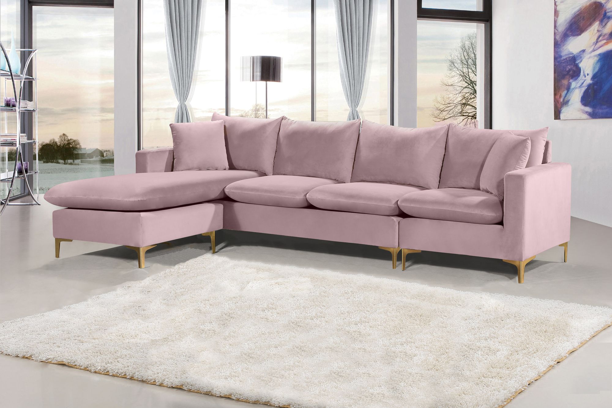 Naomi 110" Velvet Reversible Sectional