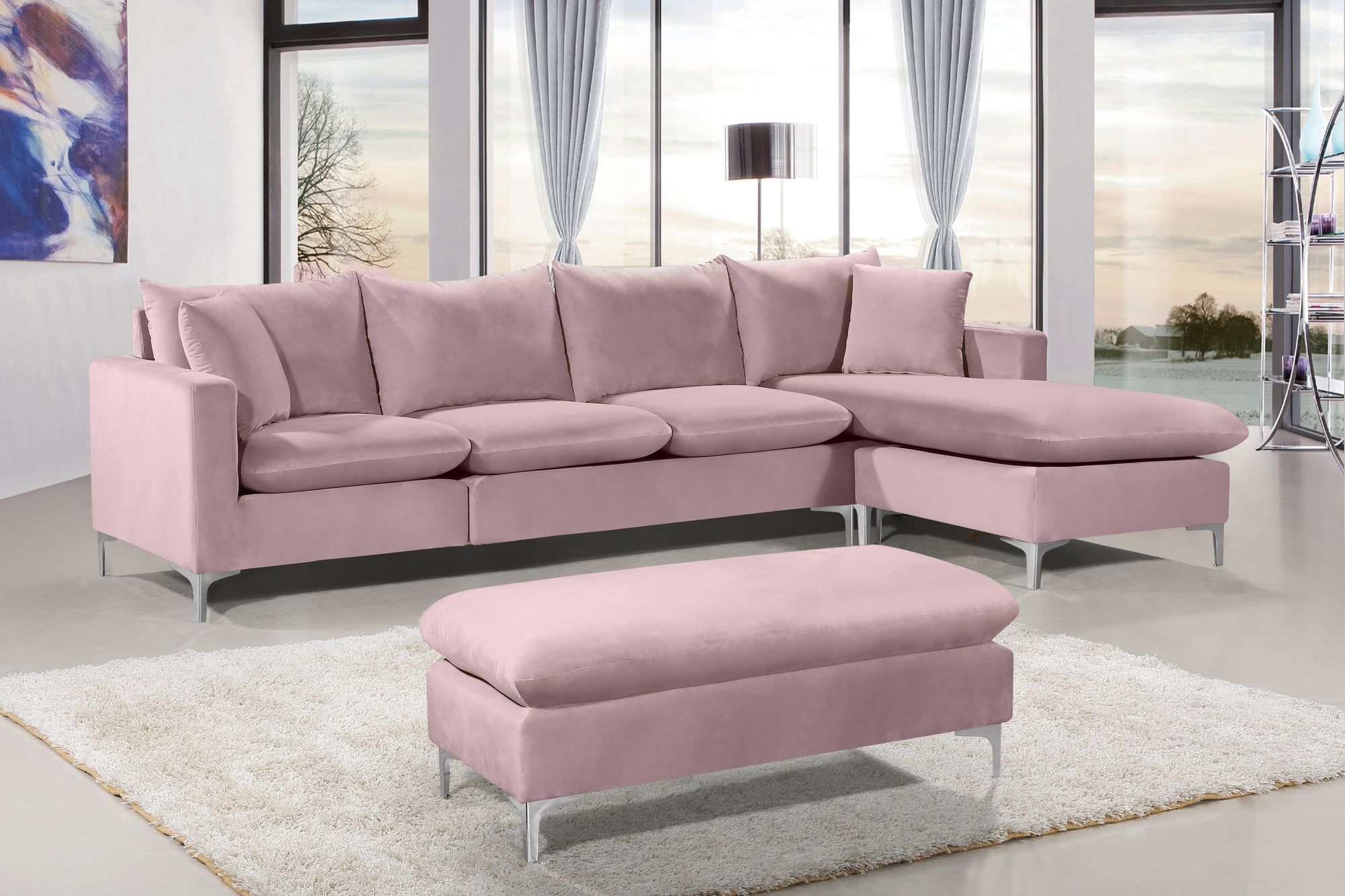 Naomi 110" Velvet Reversible Sectional