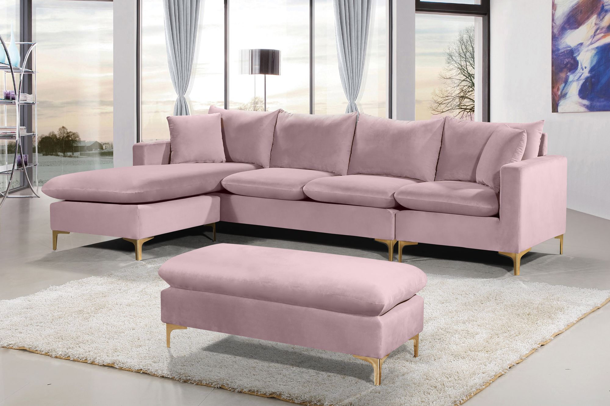 Naomi 110" Velvet Reversible Sectional