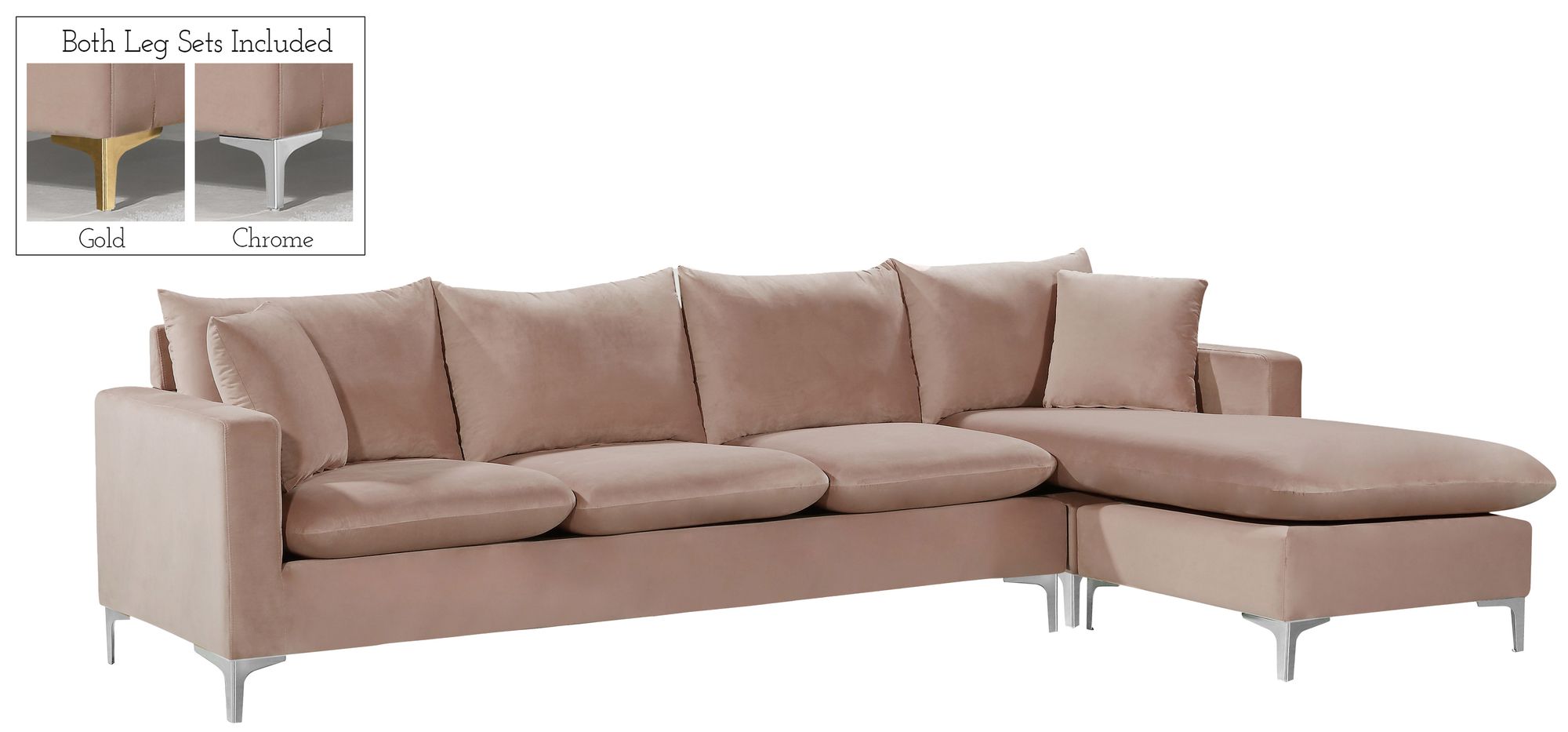 Naomi 110" Velvet Reversible Sectional