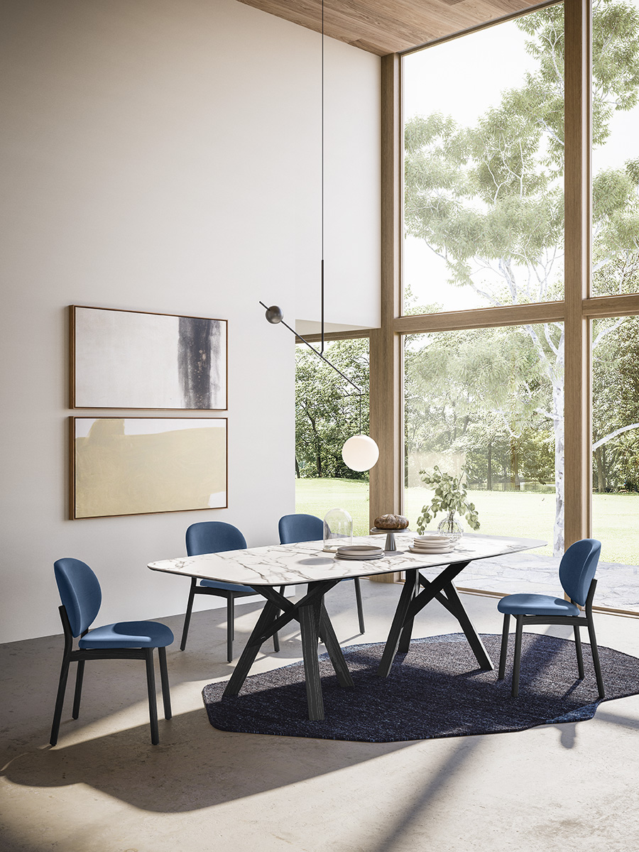 Inès Fabric/Wood Customizable Dining Chair
