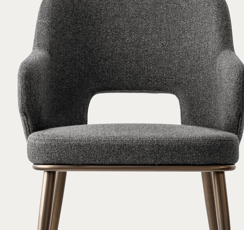 Foyer Fabric/Metal Customizable Upholstered Dining Open-Back Armchair