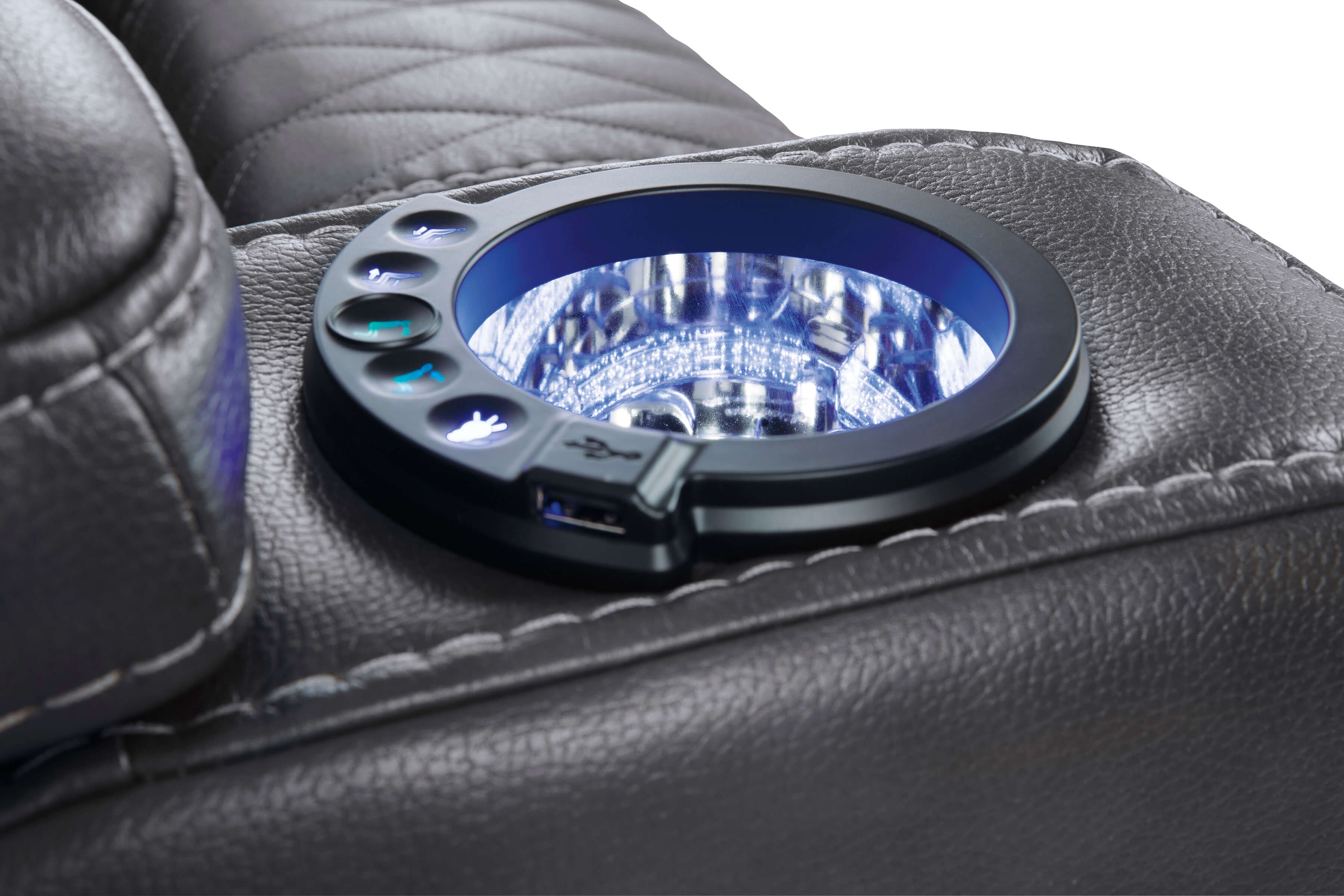 Composer Polyester/PU Power Recliner w/Ambient Blue LED Lighting