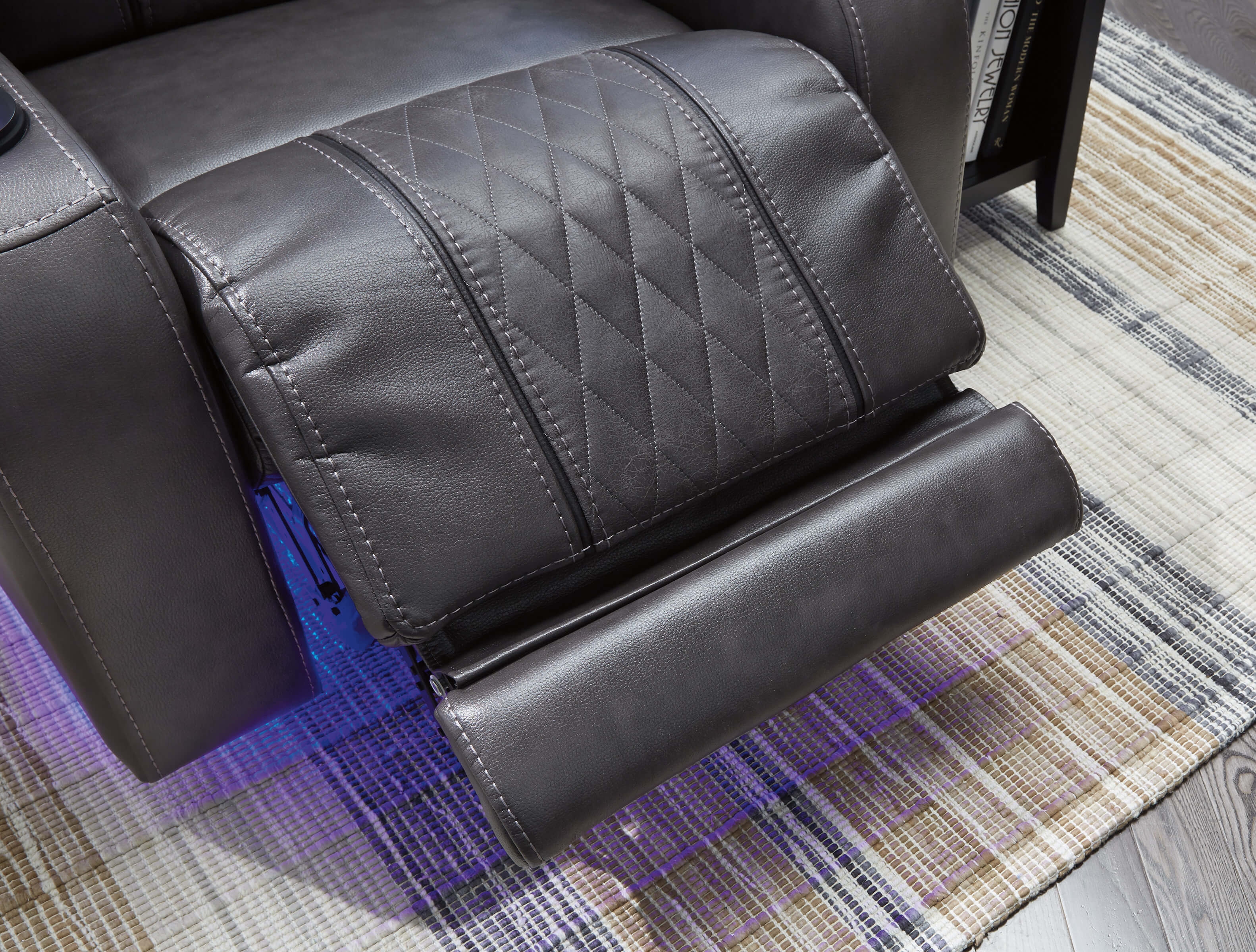 Composer Polyester/PU Power Recliner w/Ambient Blue LED Lighting