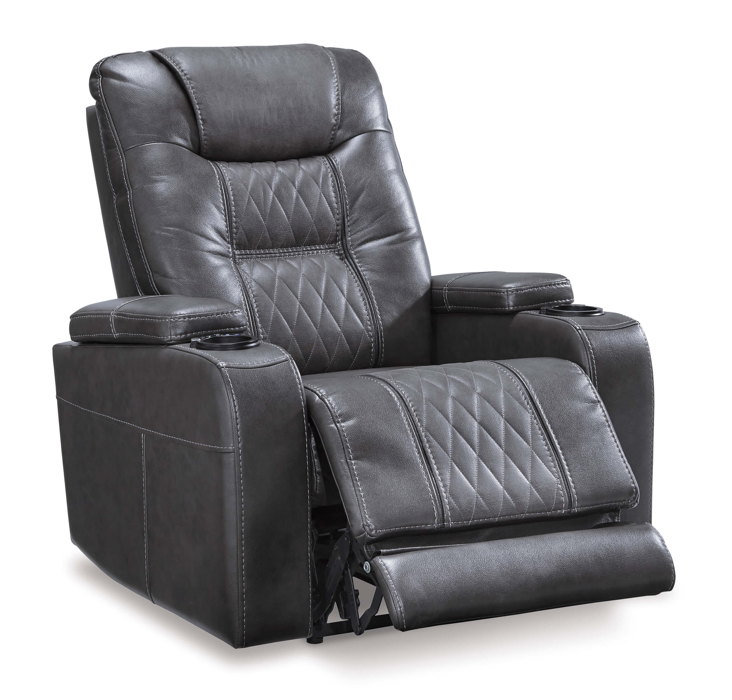 Composer Polyester/PU Power Recliner w/Ambient Blue LED Lighting