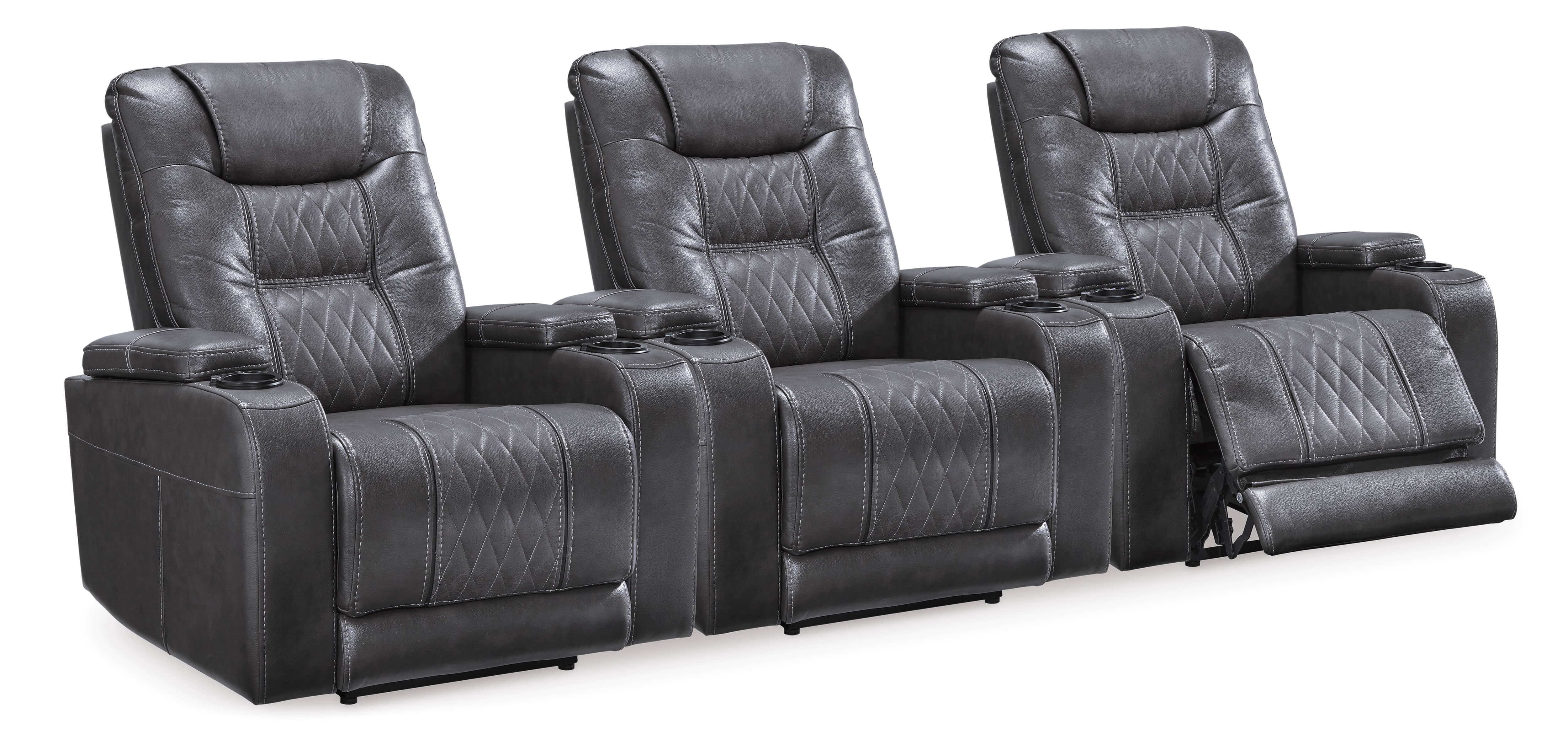 Composer Polyester/PU Power Recliner w/Ambient Blue LED Lighting