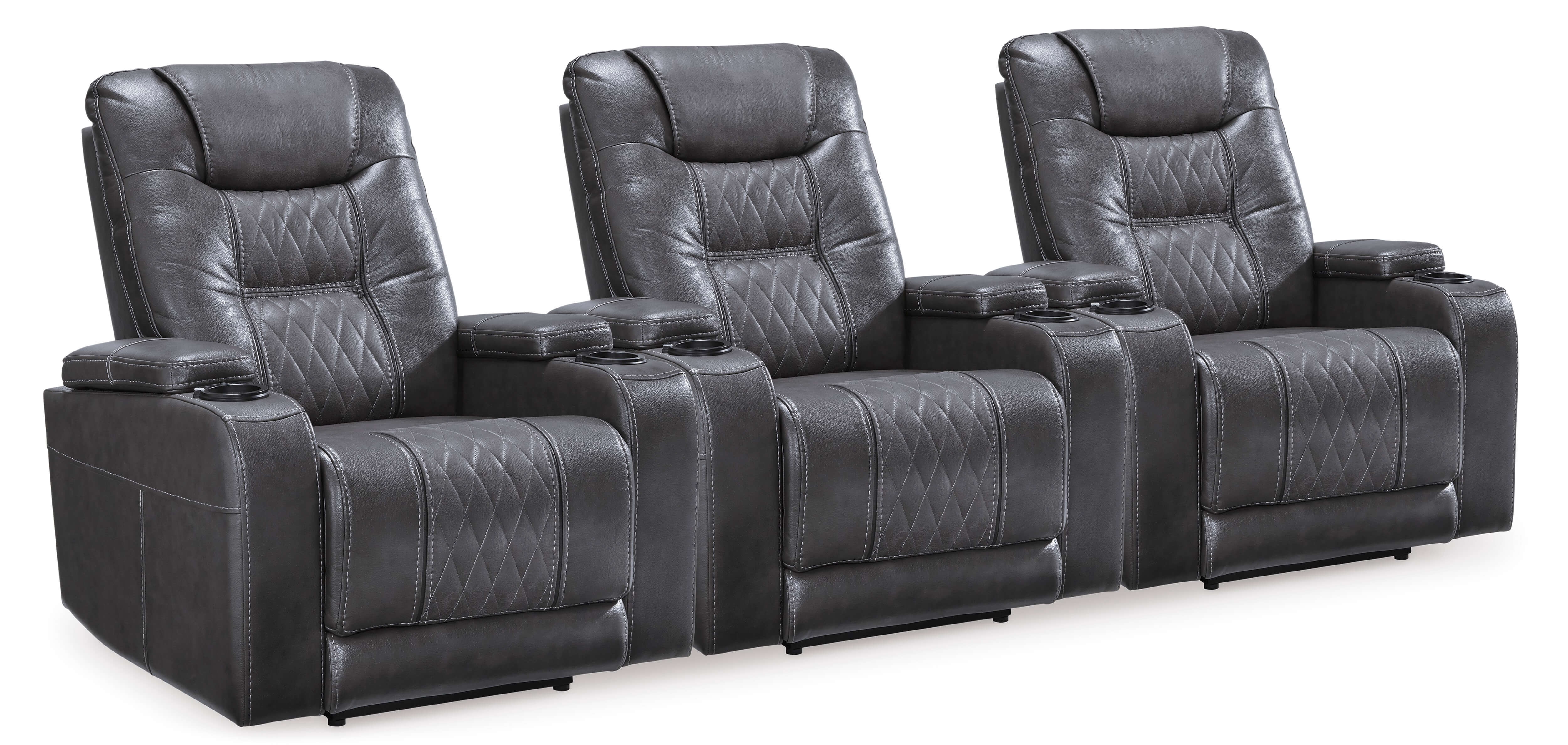 Composer Polyester/PU Power Recliner w/Ambient Blue LED Lighting