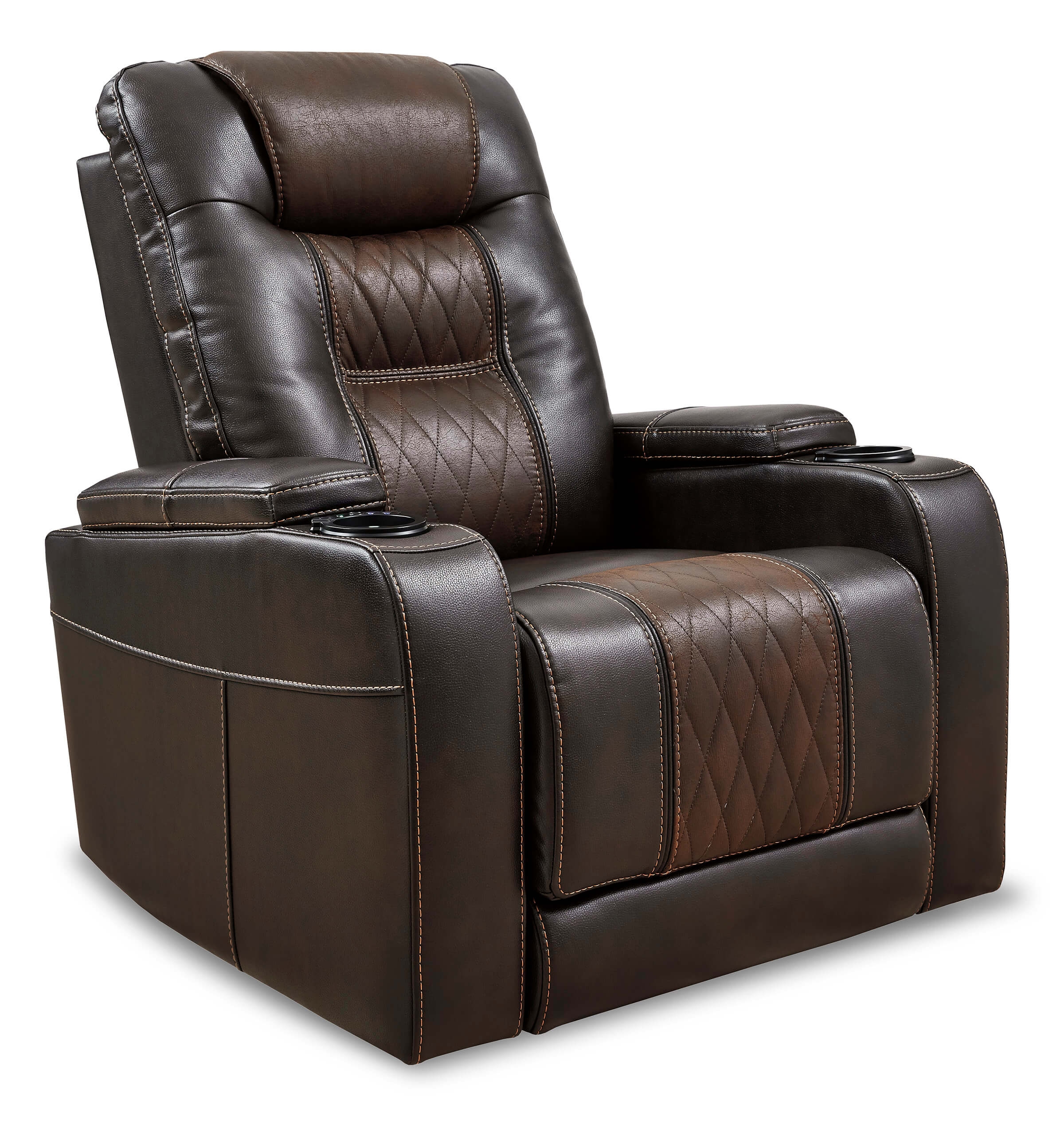 Composer Polyester/PU Power Recliner w/Ambient Blue LED Lighting