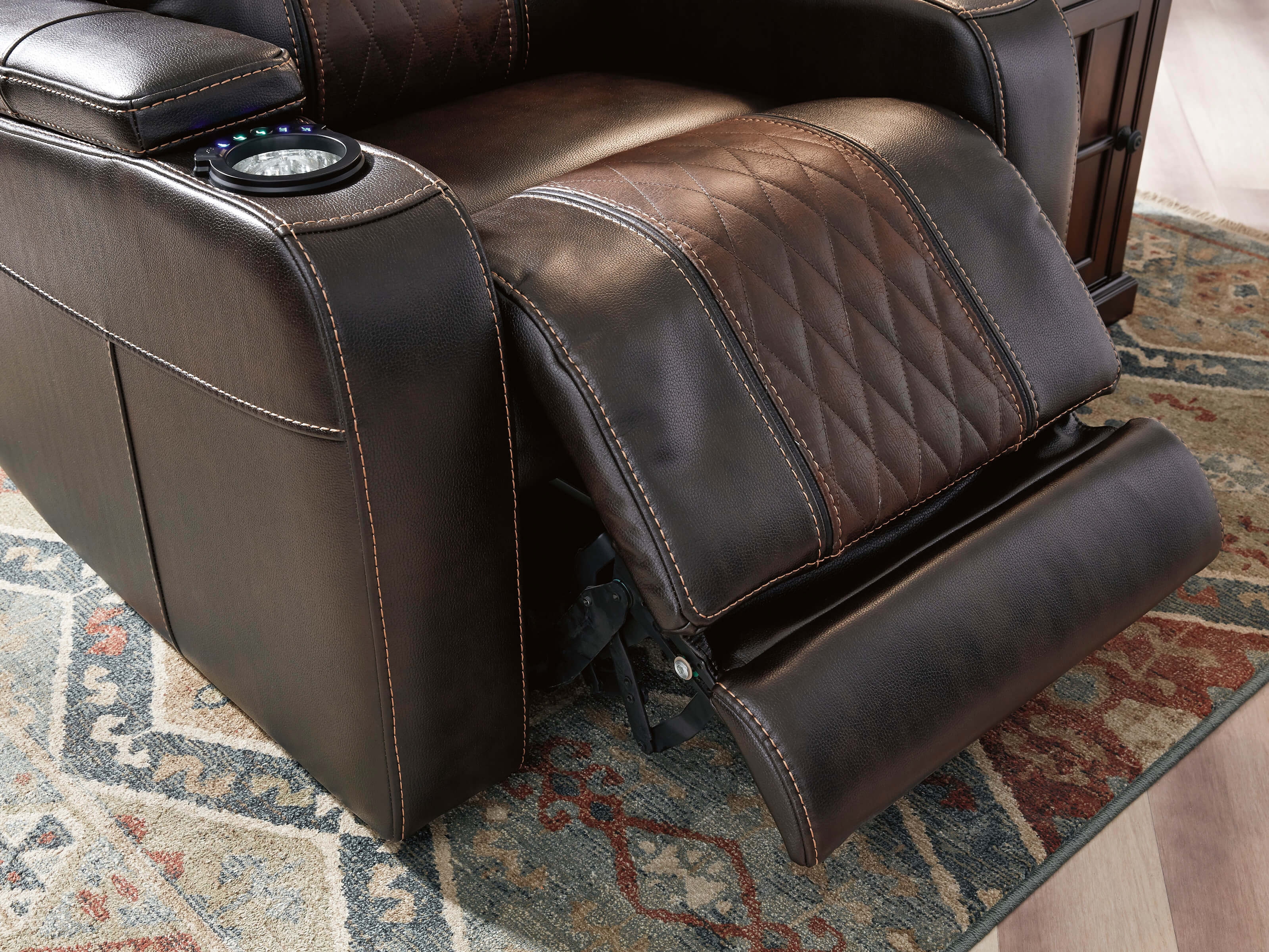 Composer Polyester/PU Power Recliner w/Ambient Blue LED Lighting
